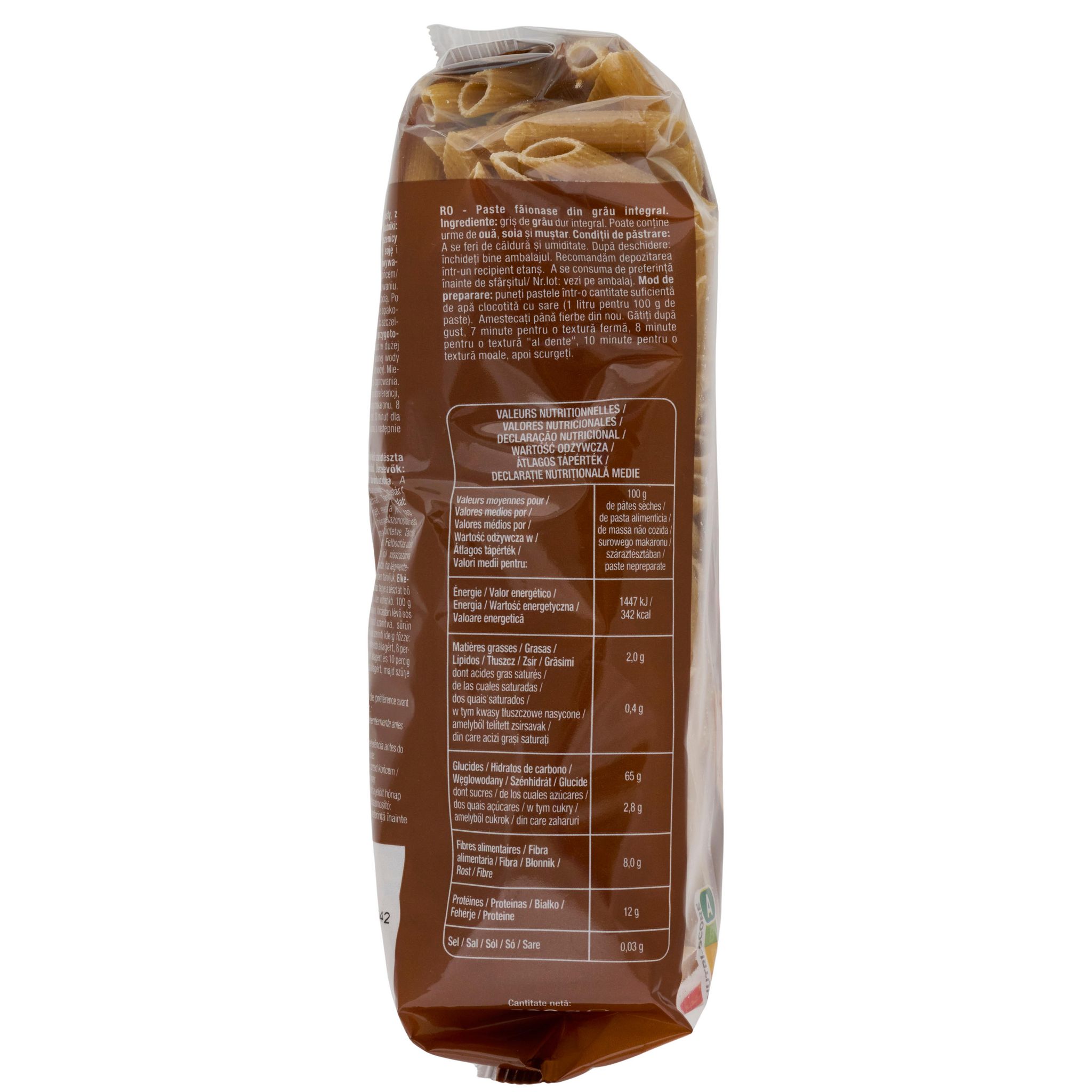 Voir la diapositive 3 : AUCHAN Penne intégrales au blé complet 500g