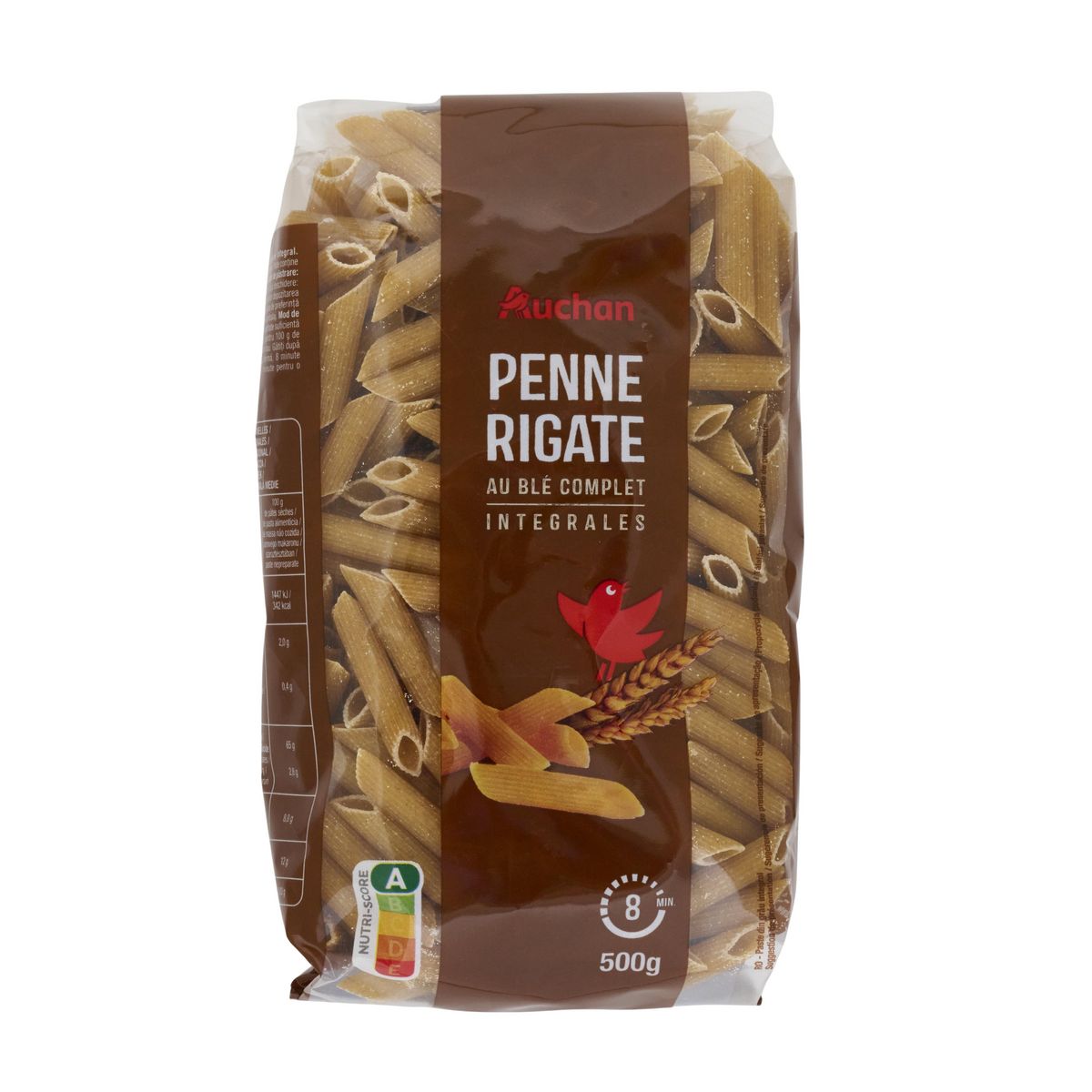 AUCHAN Penne intégrales au blé complet 500g