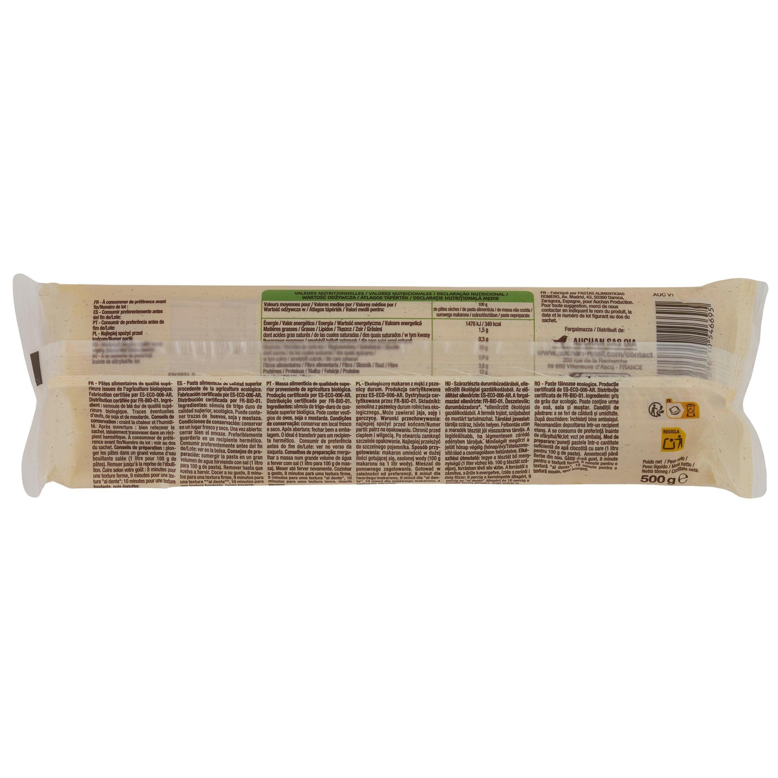 Voir la diapositive 3 : AUCHAN BIO Spaghetti bio 500g