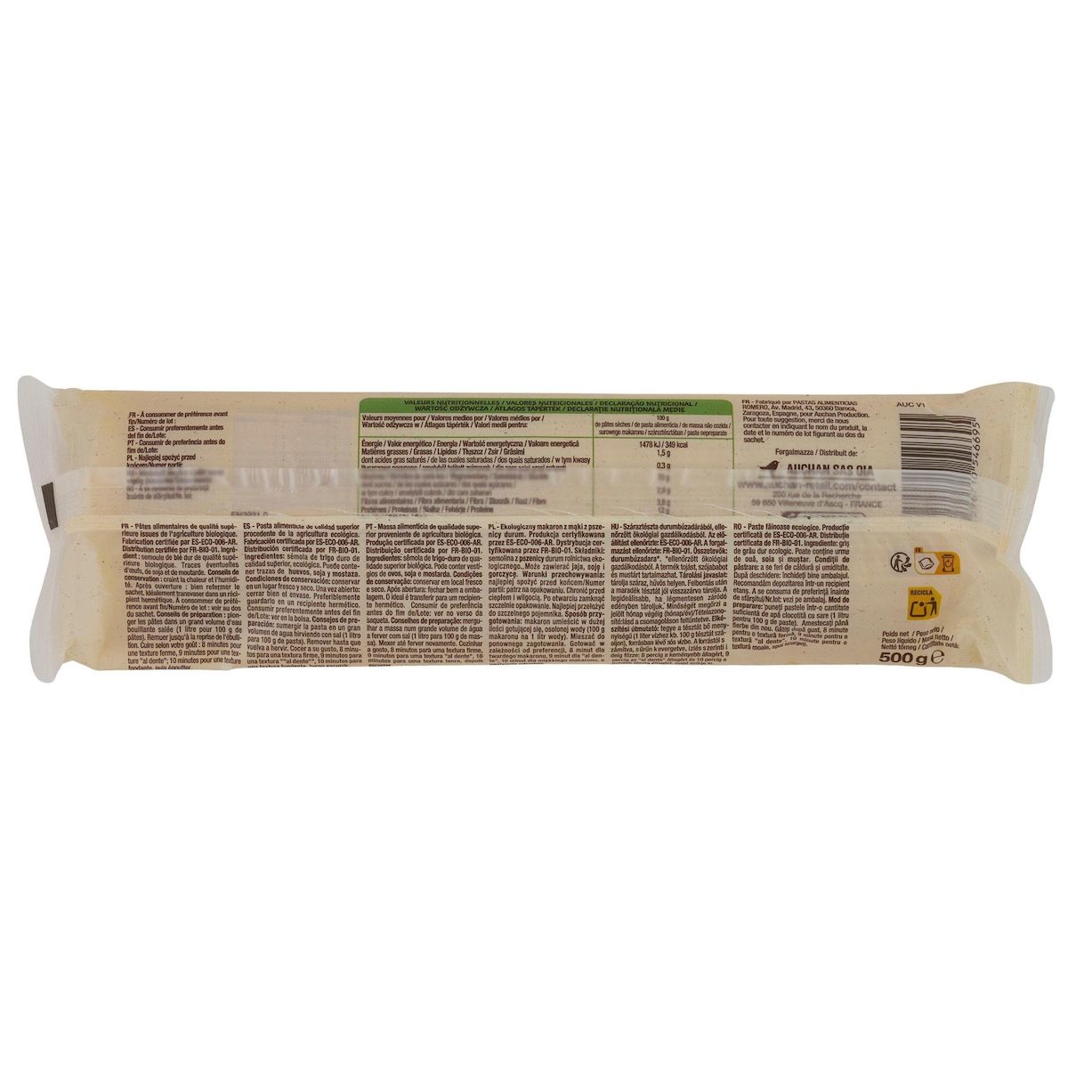 AUCHAN BIO Spaghetti bio 500g