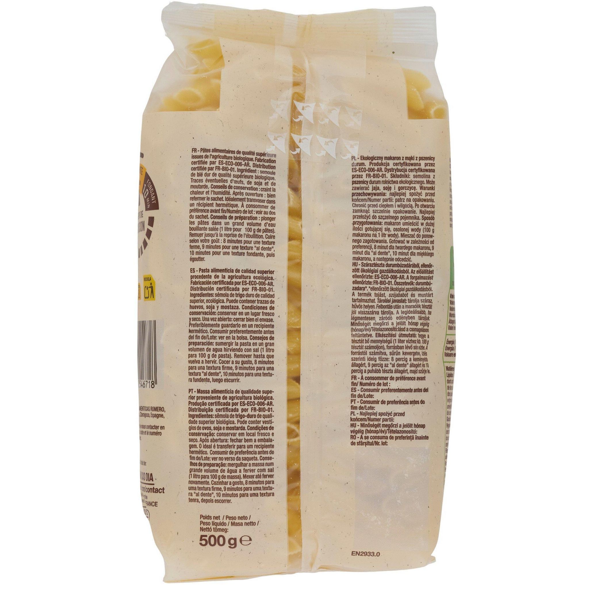 Voir la diapositive 2 : AUCHAN BIO Penne rigate bio 500g