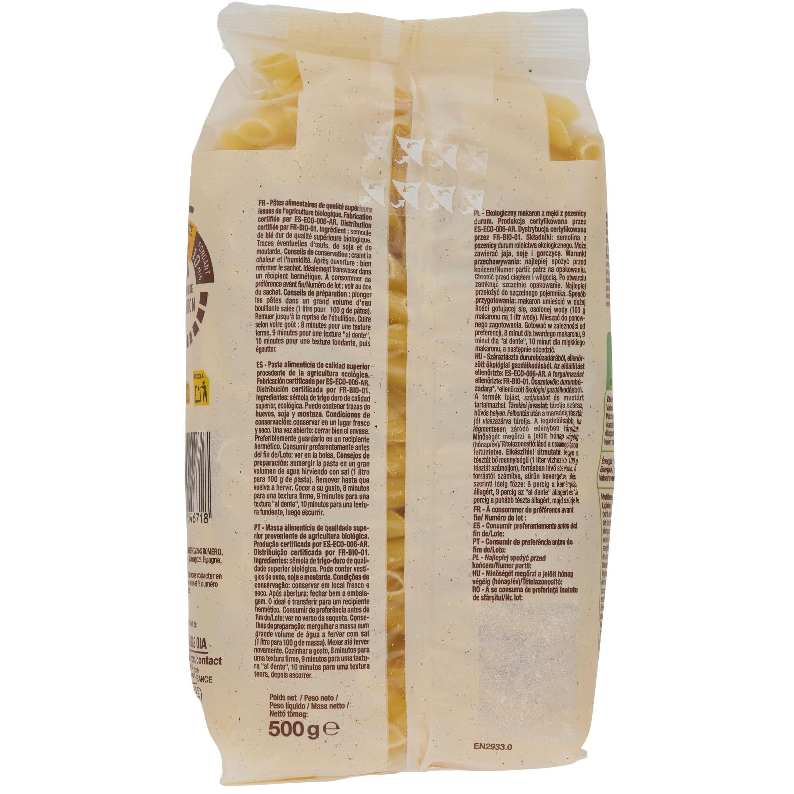 Voir la diapositive 3 : AUCHAN BIO Penne rigate bio 500g