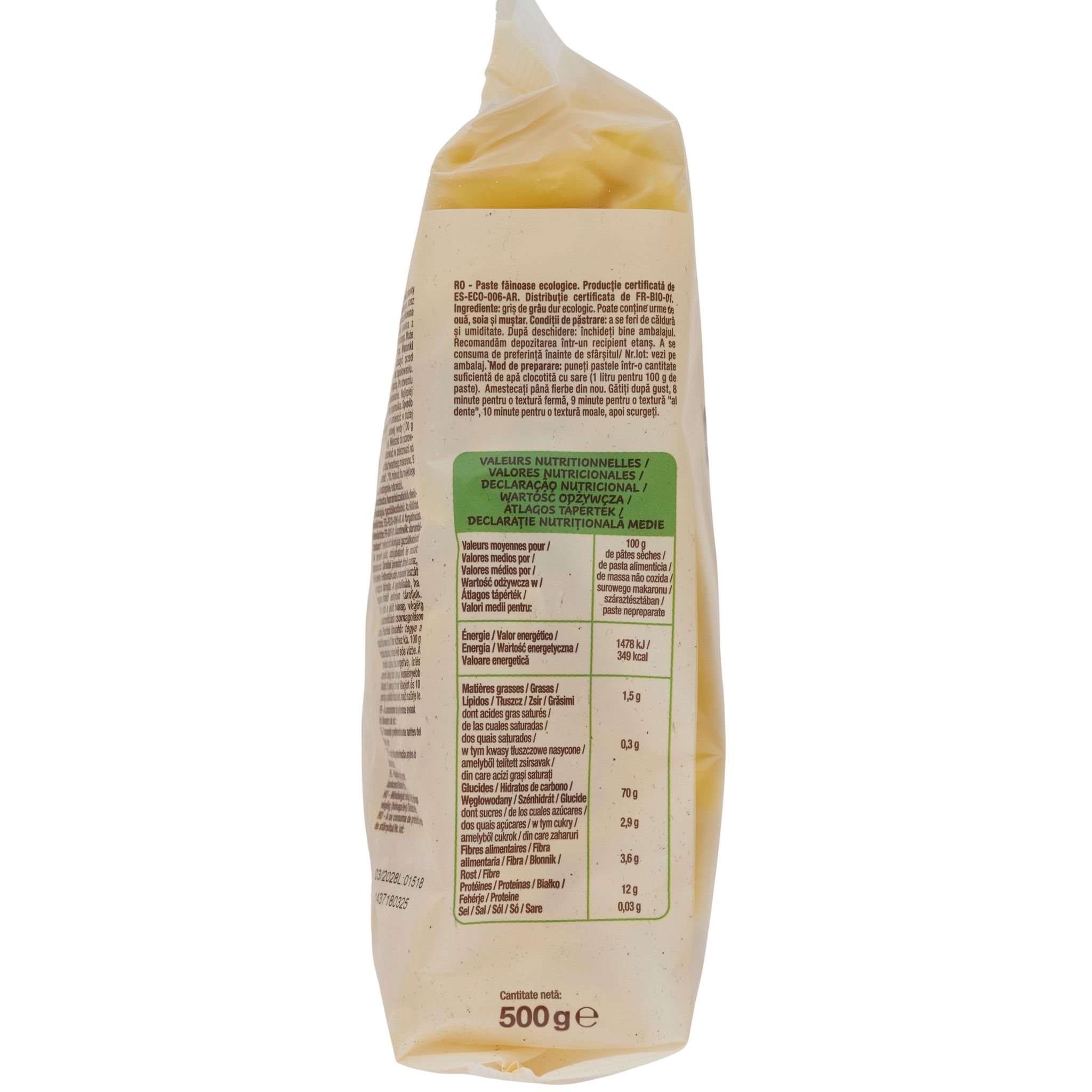 Voir la diapositive 3 : AUCHAN BIO Penne rigate bio 500g