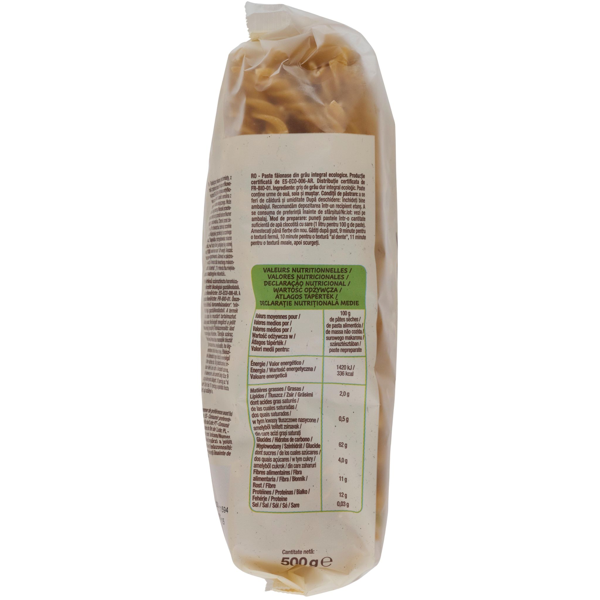 Voir la diapositive 3 : AUCHAN BIO Fusilli intégrales au blé complet bio 500g