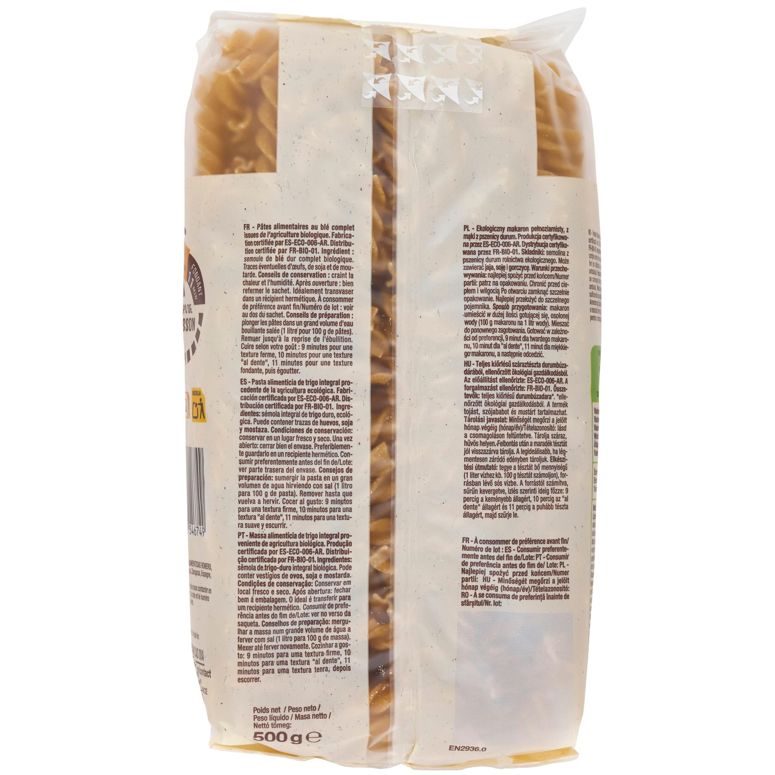 Voir la diapositive 4 : AUCHAN BIO Fusilli intégrales au blé complet bio 500g