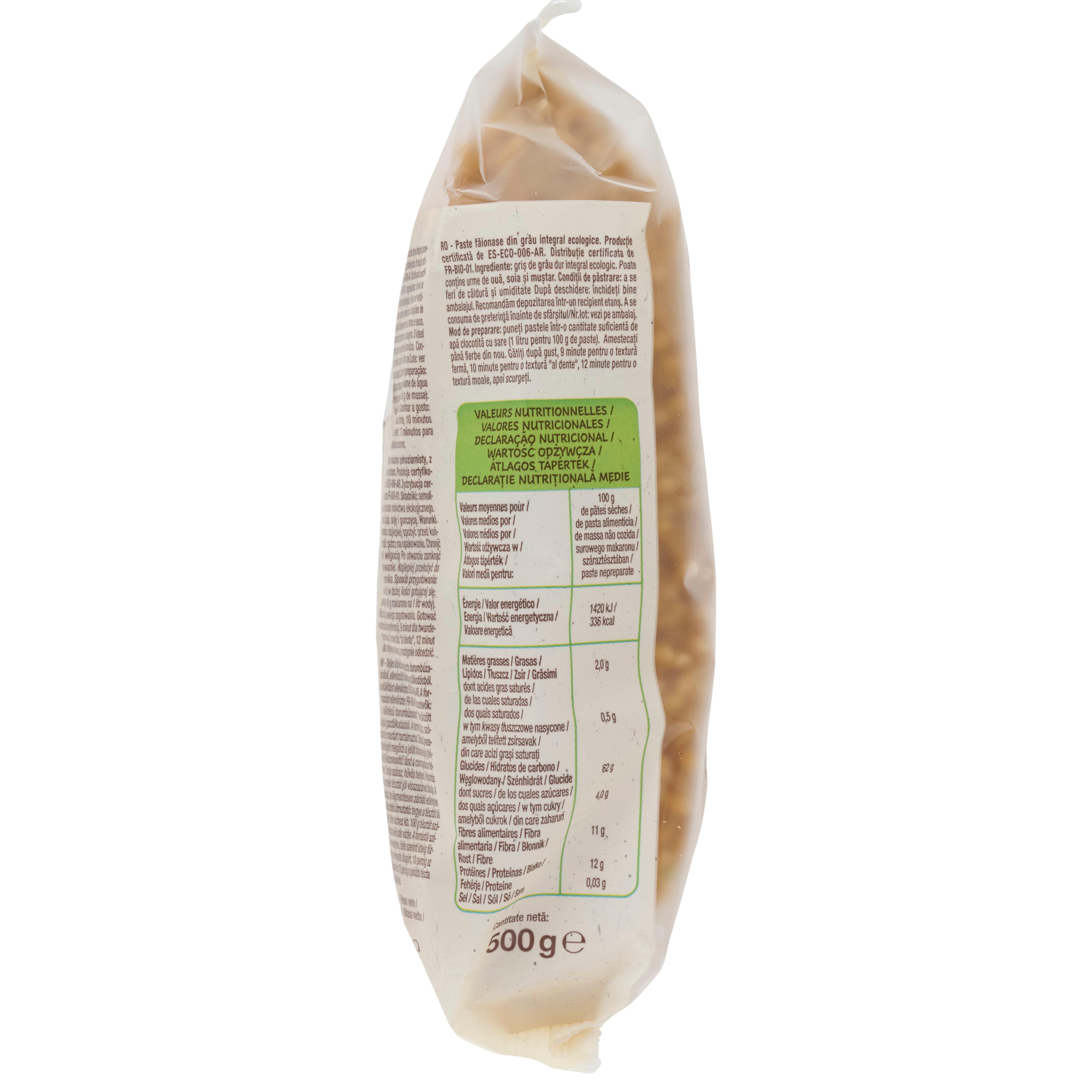 Voir la diapositive 2 : AUCHAN BIO Coquillettes intégrales au blé complet bio 500g