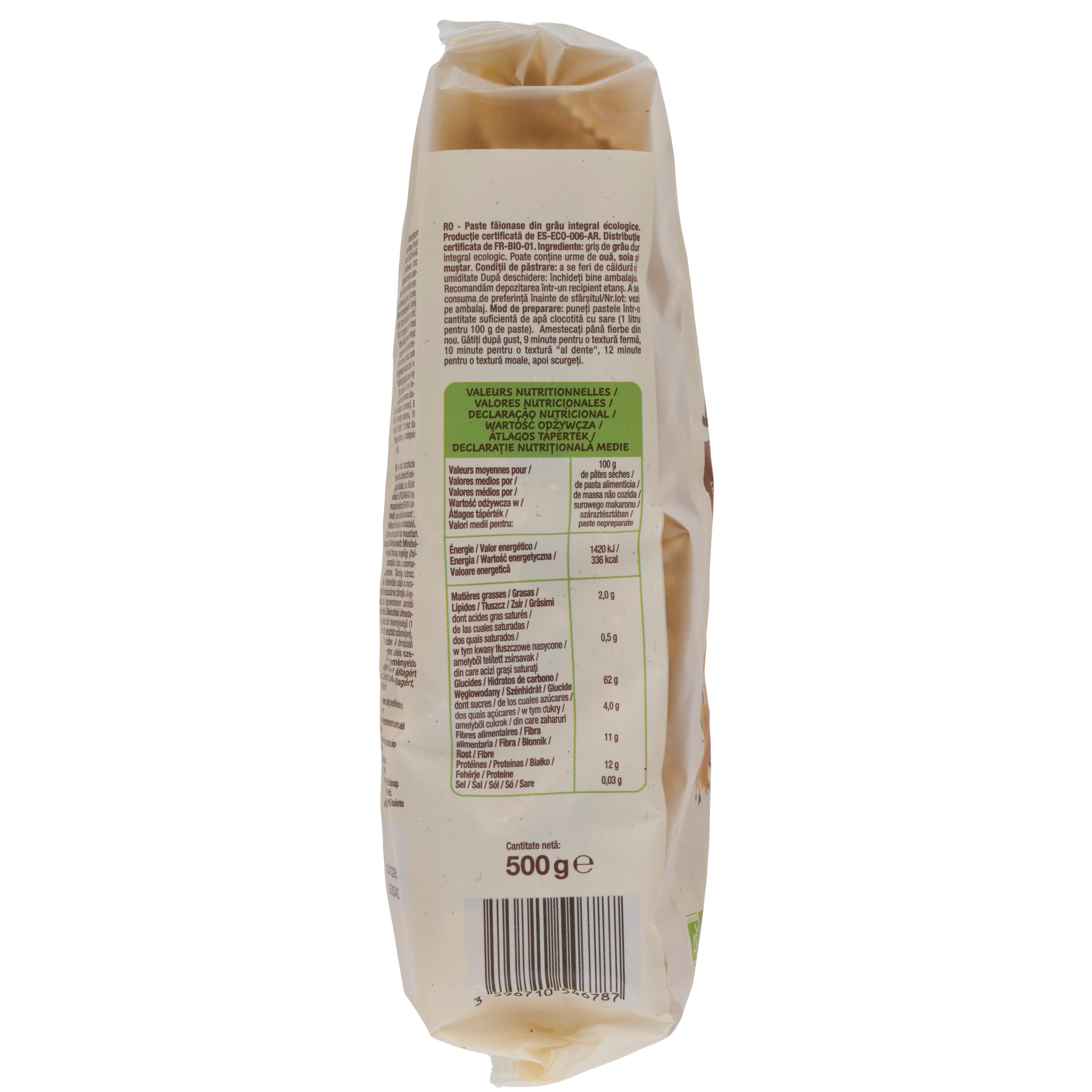 Voir la diapositive 2 : AUCHAN BIO Farfalle intégrales au blé complet bio 500g