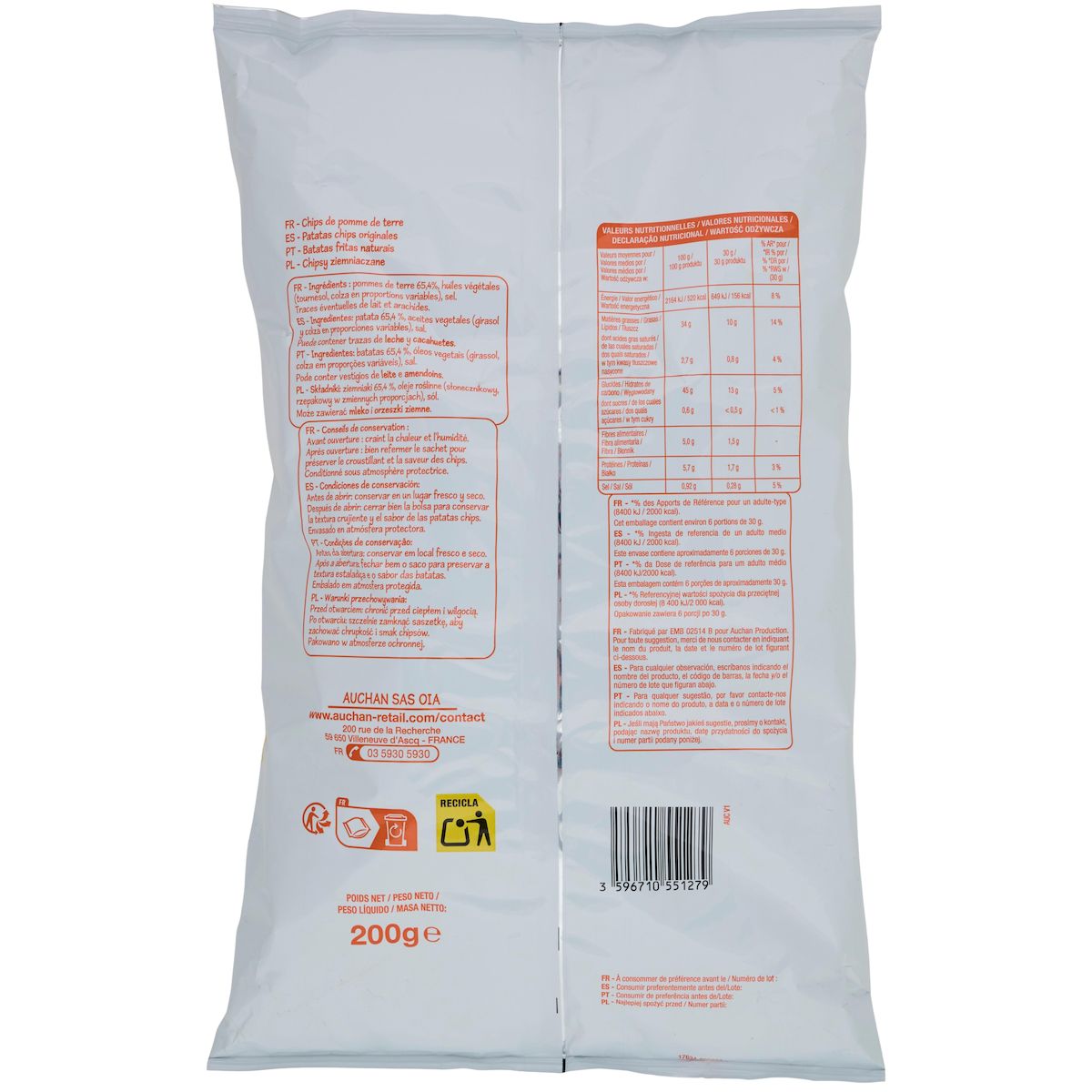 POUCE Chips nature lisse 200g