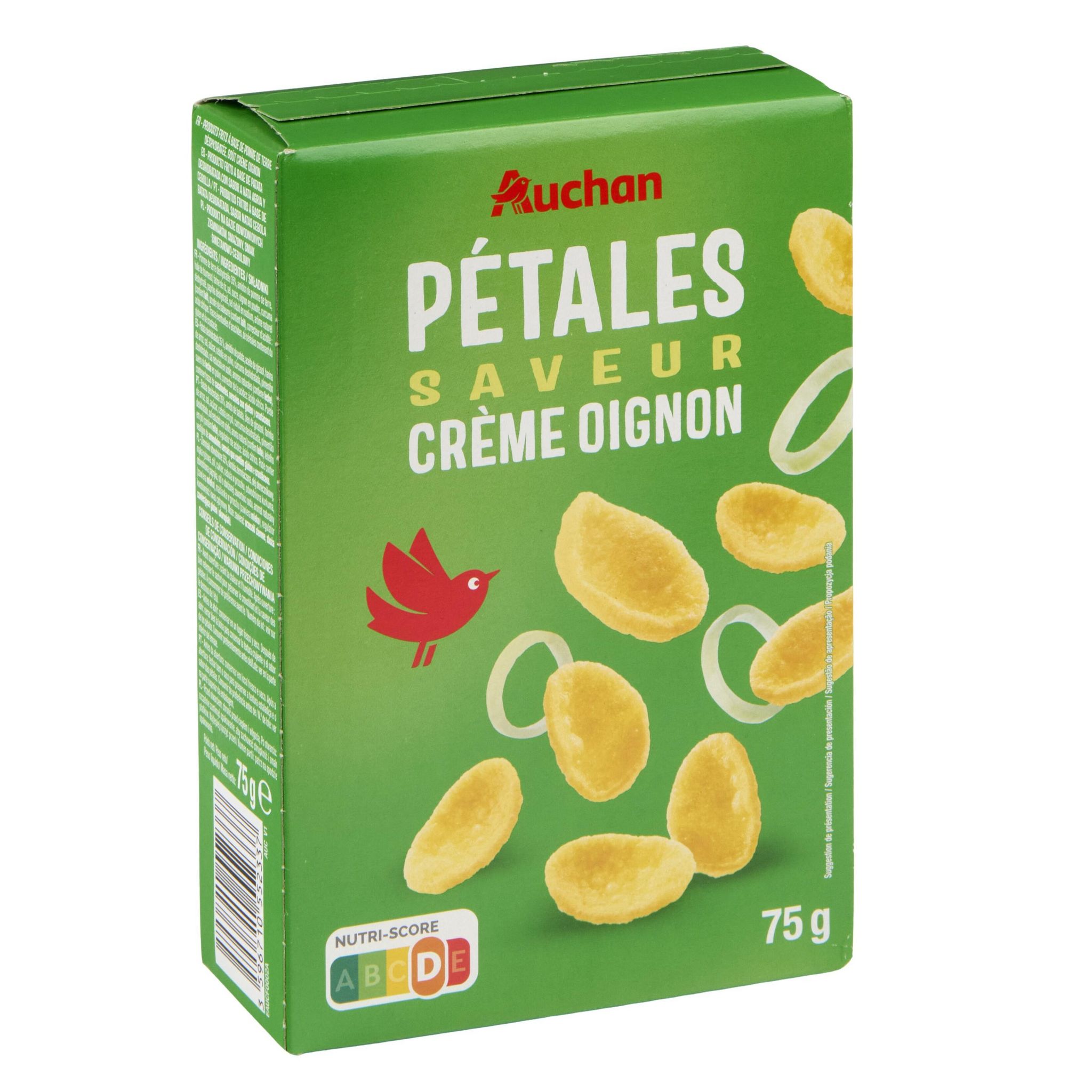 Voir la diapositive 2 : AUCHAN Pétales saveur crème oignon 75g