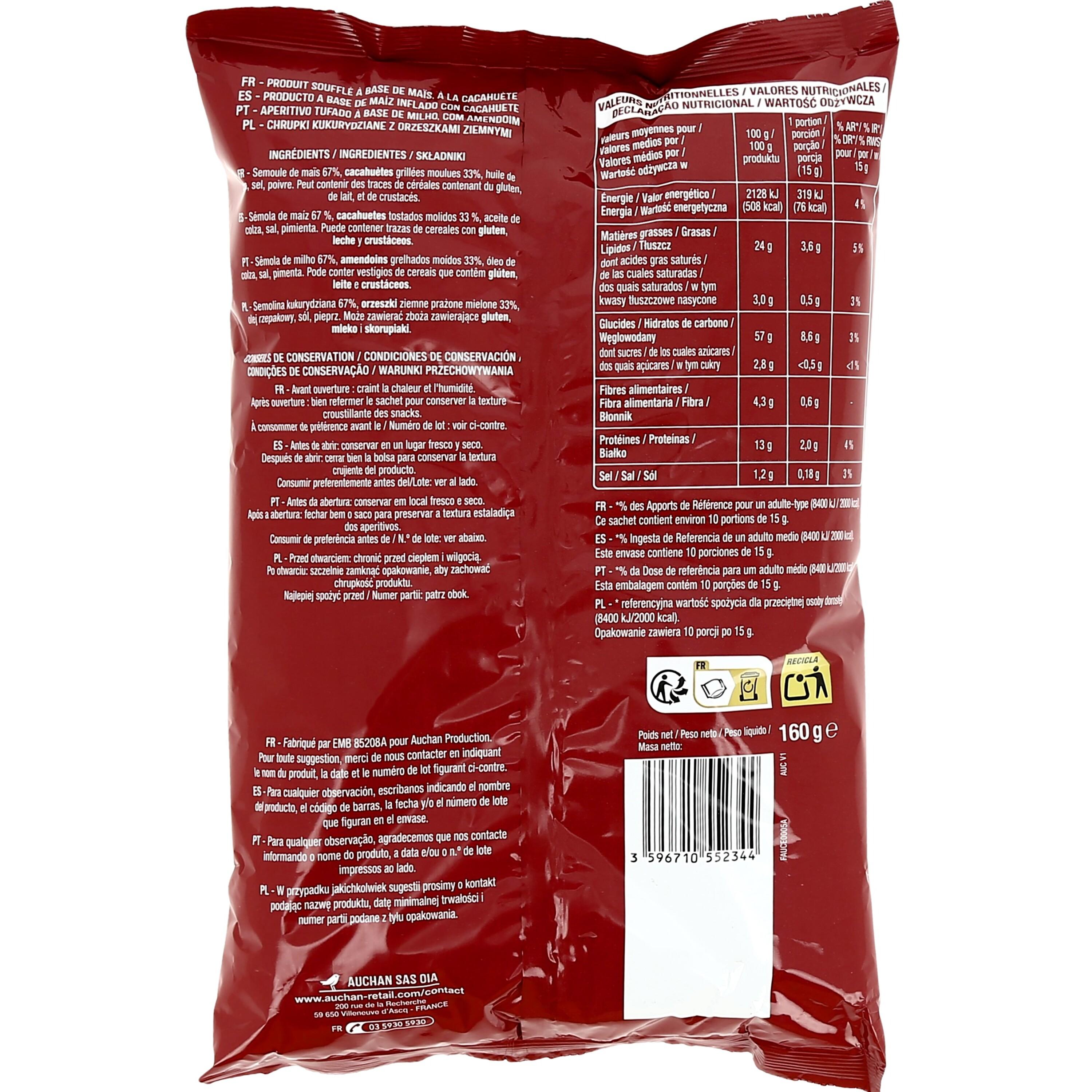 Voir la diapositive 2 : AUCHAN Biscuits salé à la cacahuète 160g