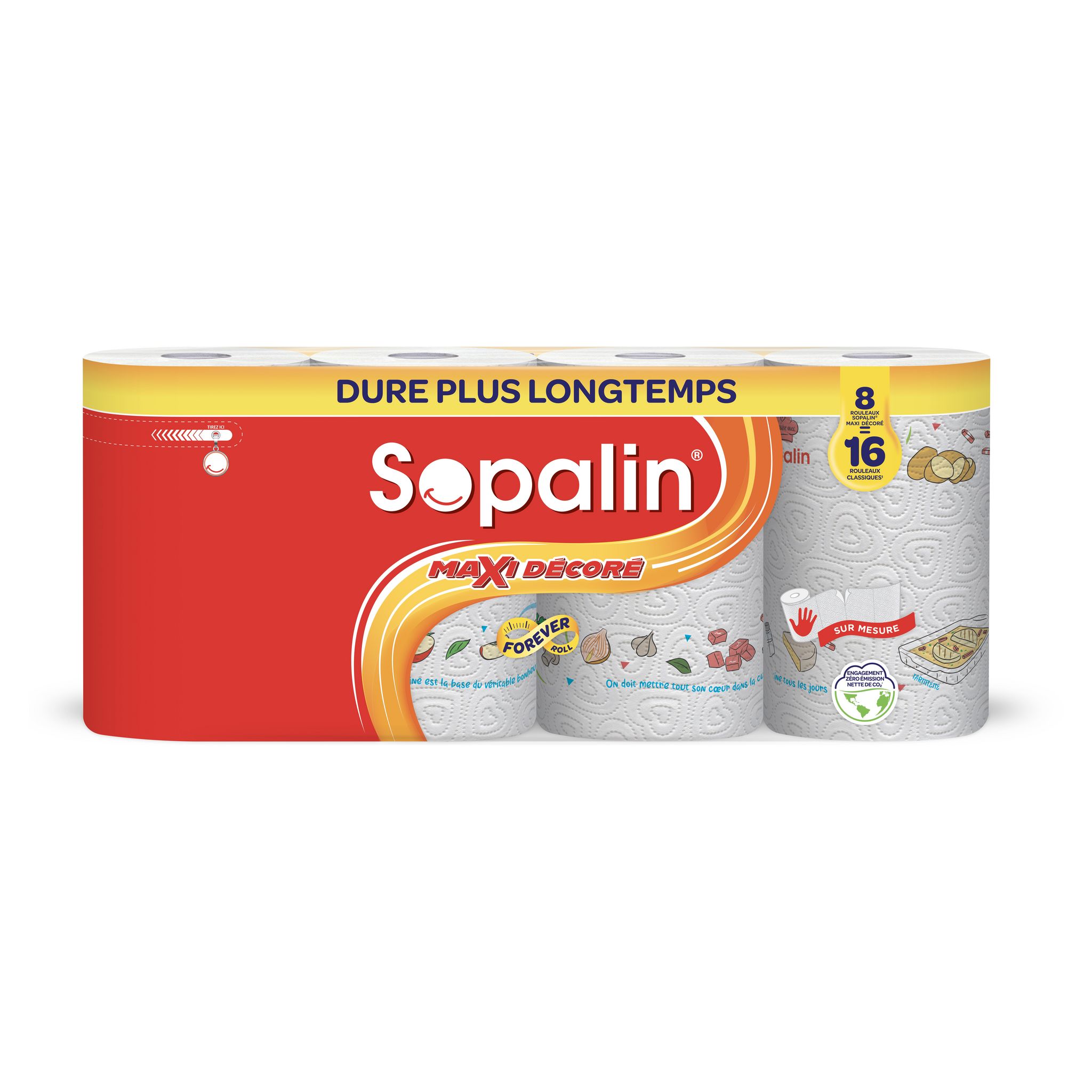 SOPALIN Essuie-tout décoré 8 rouleaux = 16 standards