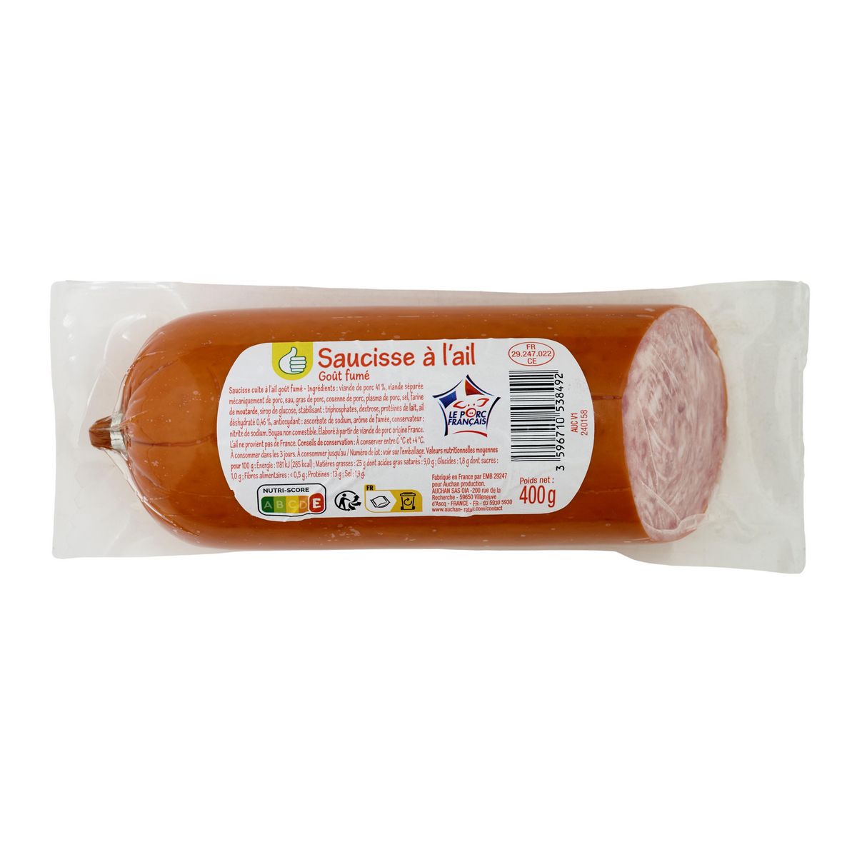 POUCE Saucisse à l'ail goût fumé 400g