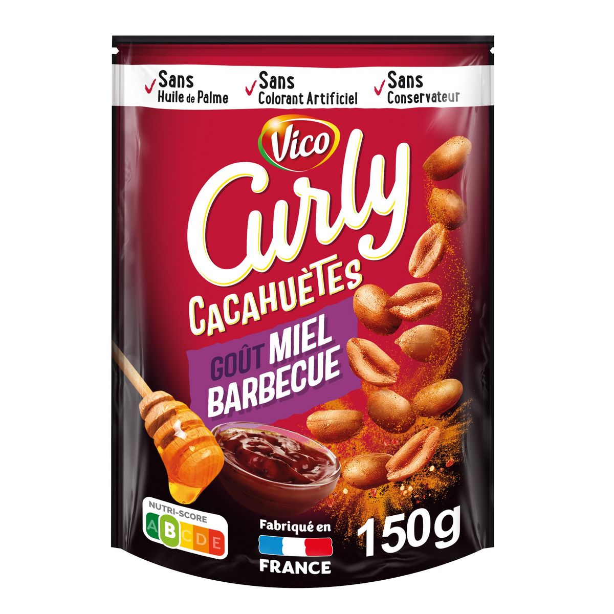CURLY Cacahuètes grillées saveur miel barbecue 150g