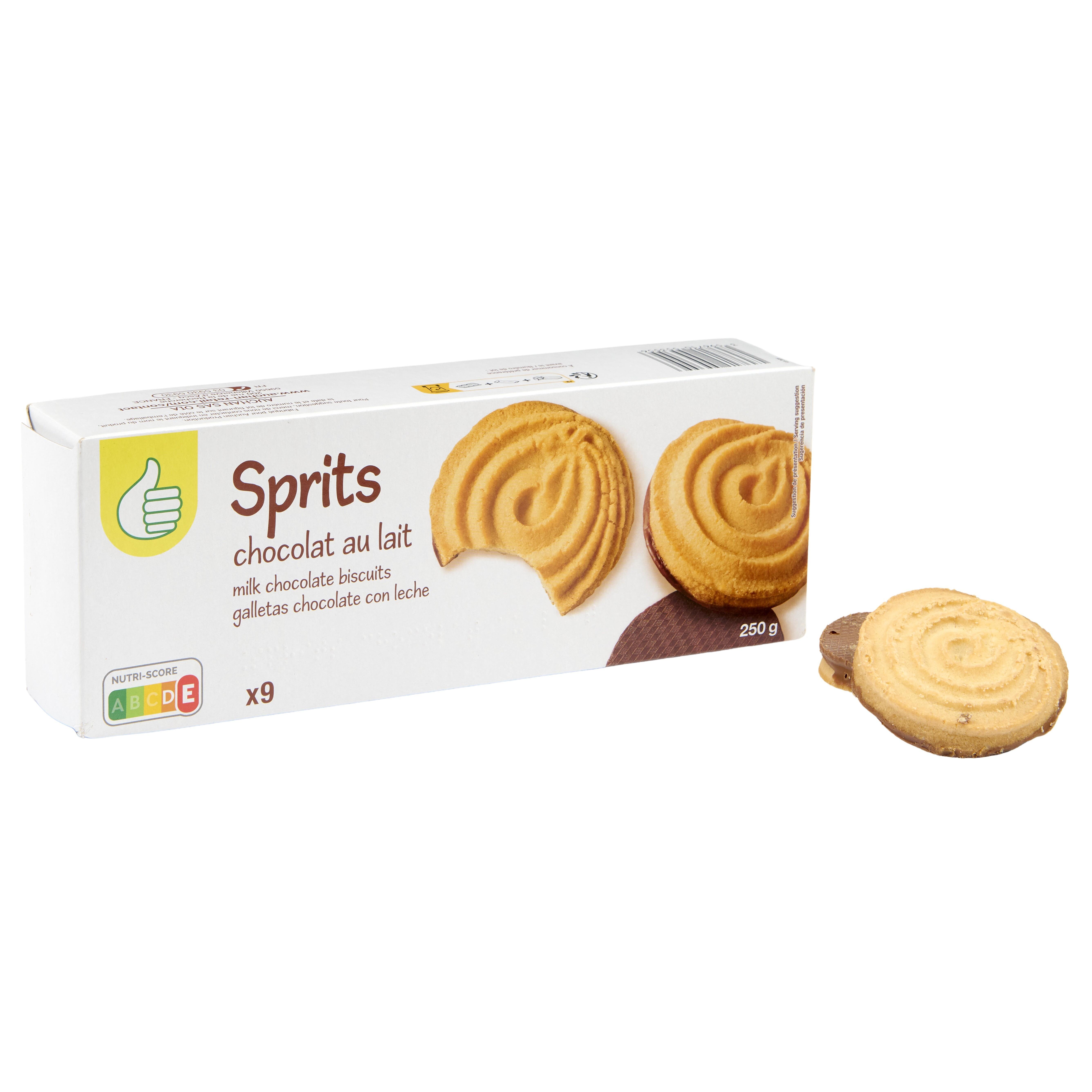 Voir la diapositive 3 : POUCE Biscuits sprits au chocolat 250g