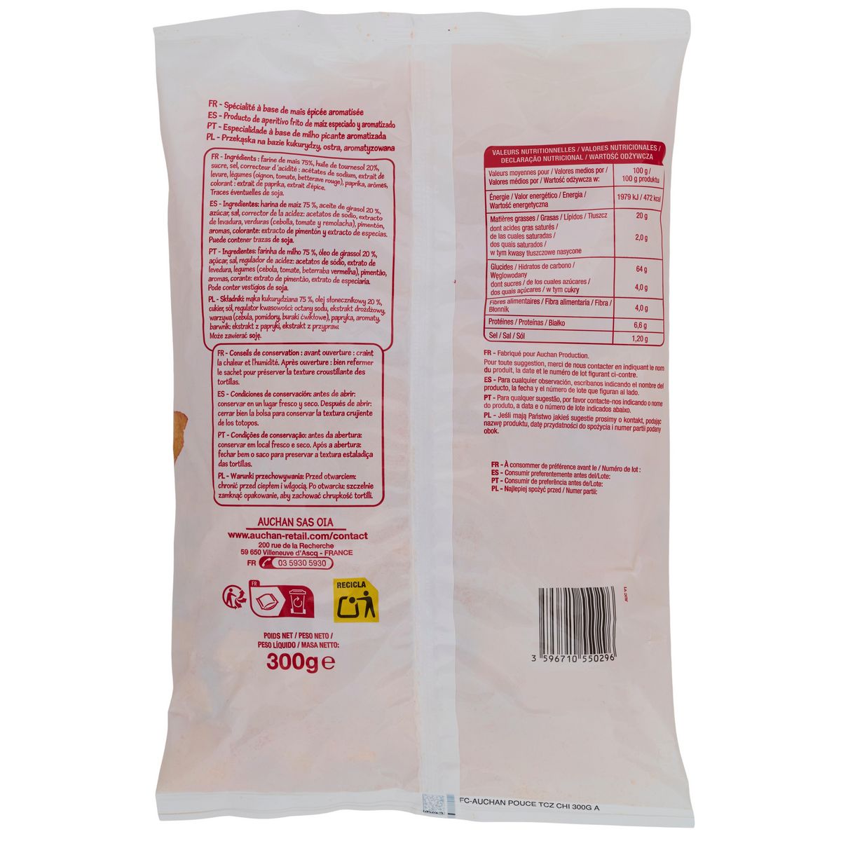 POUCE Tortilla chili doux 300g