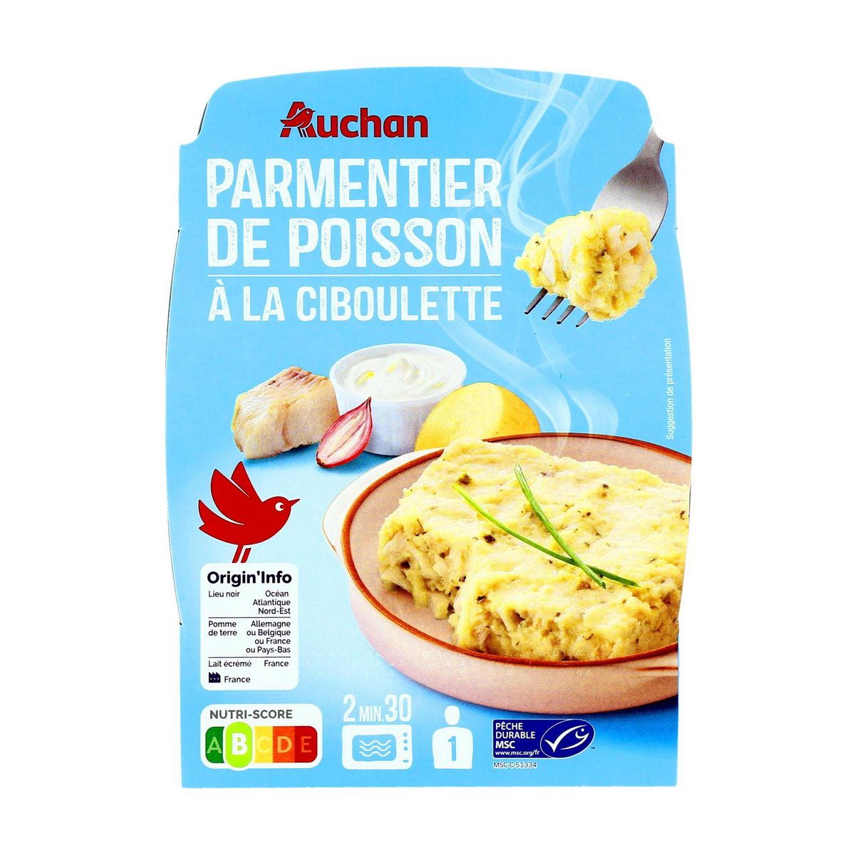 AUCHAN Parmentier de poisson à la ciboulette purée de pommes de terre 300g
