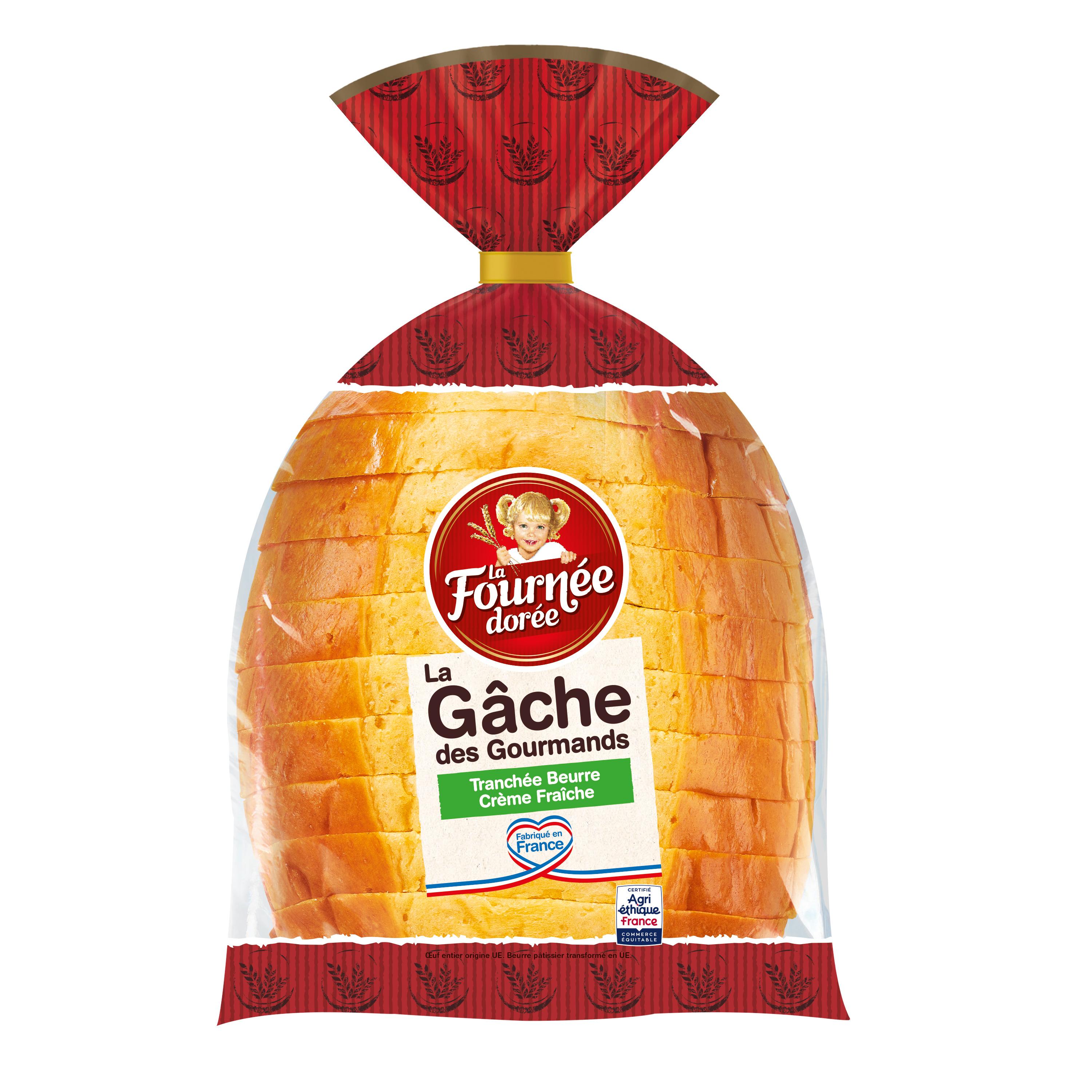 Voir la diapositive 2 : LA FOURNEE DOREE Gâche tranchée au beurre et à la crème fraîche 450g