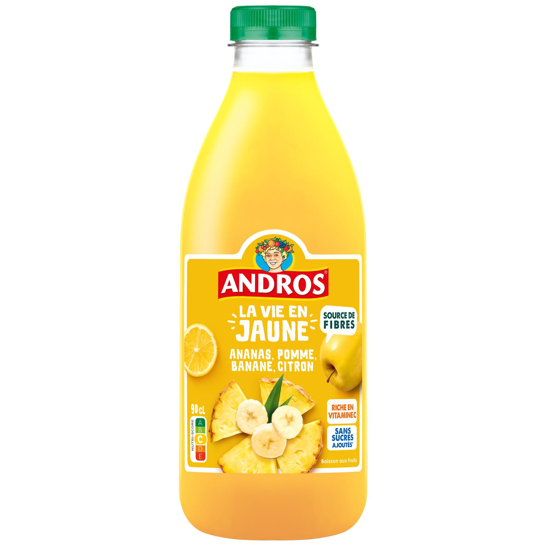 ANDROS La vie en jaune jus d'ananas pomme banane citron 90cl