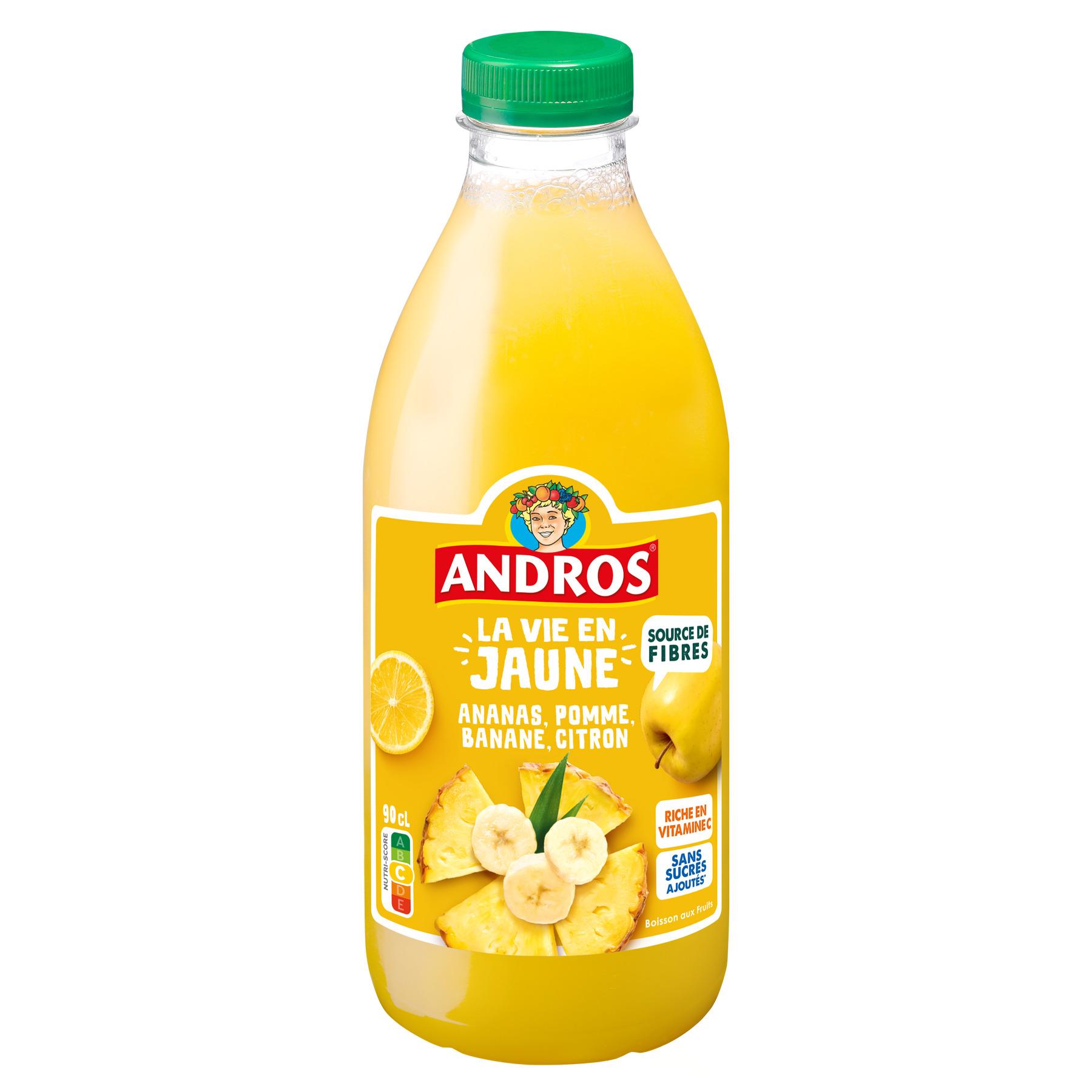 Voir la diapositive 2 : ANDROS La vie en jaune jus d'ananas pomme banane citron 90cl