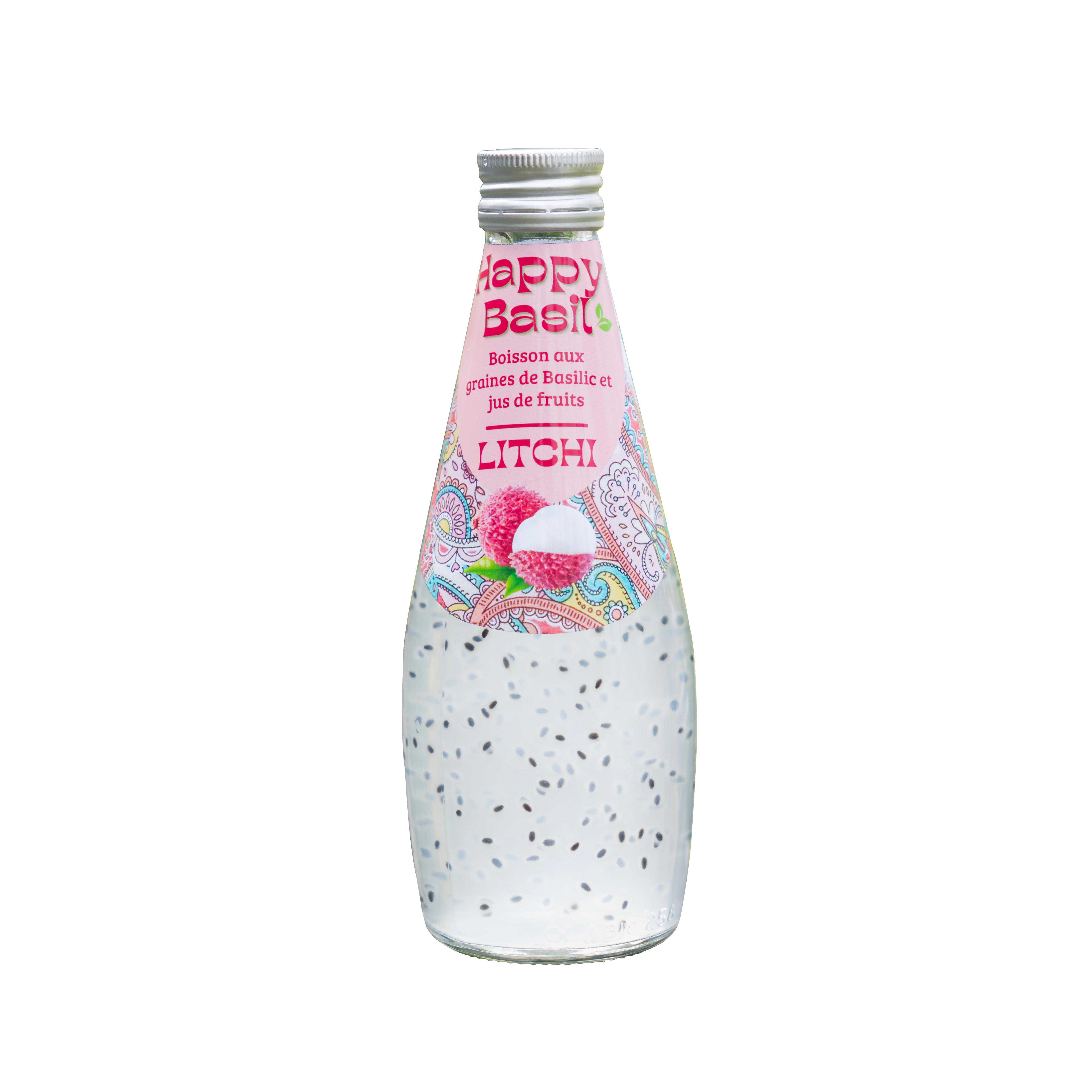HAPPY BASIL Boisson à base de graines de basilic saveur litchi 29cl