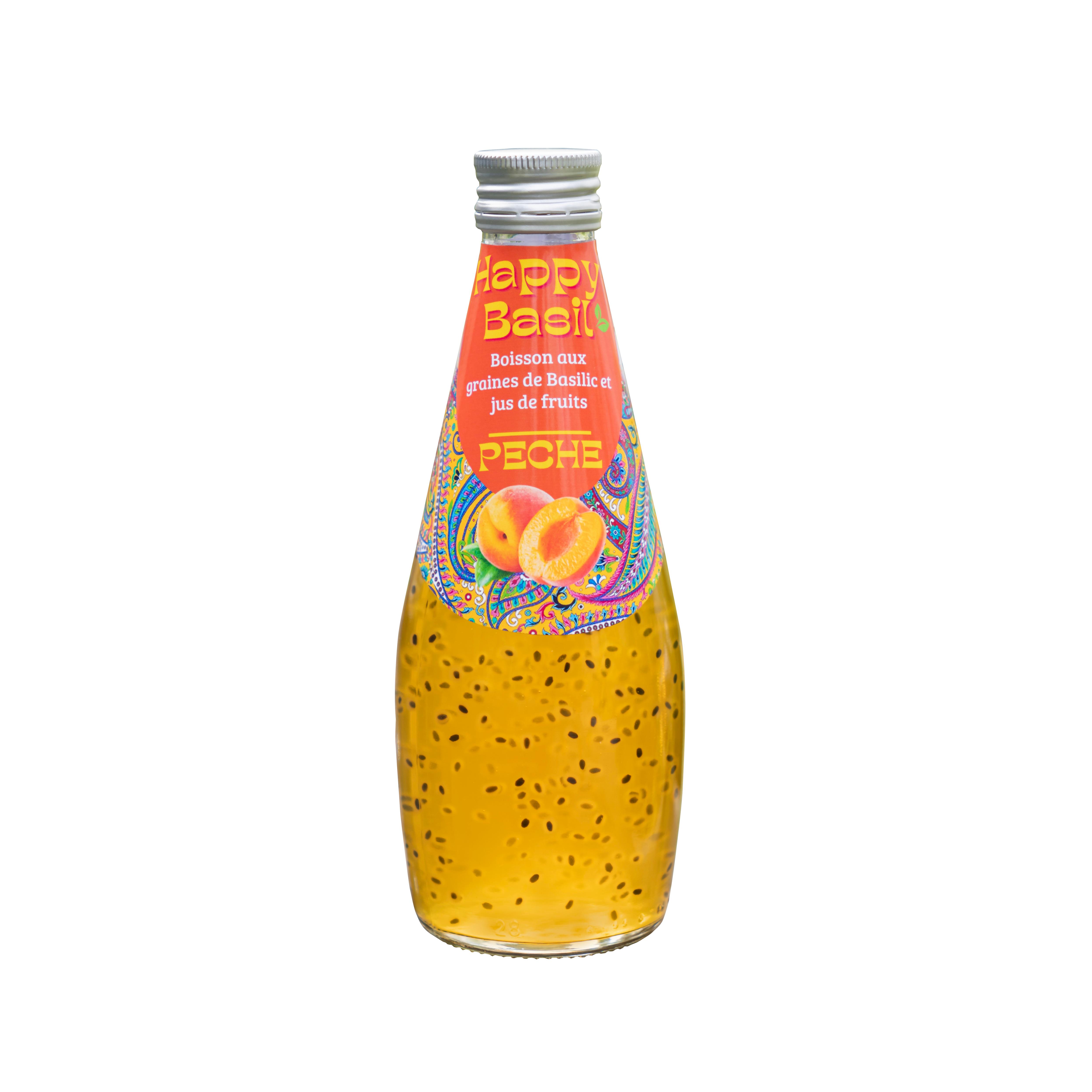 HAPPY BASIL Soda pêche aux graines de basilic 29cl