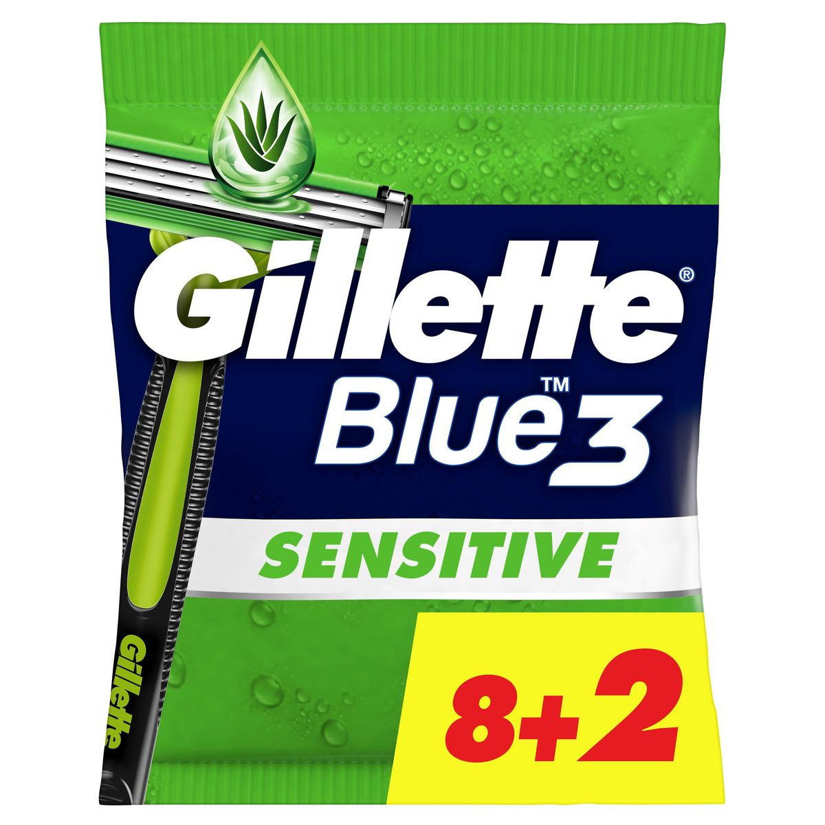 GILLETTE Blue 3 Rasoirs jetables sensitive 8 rasoirs + 2 offerts