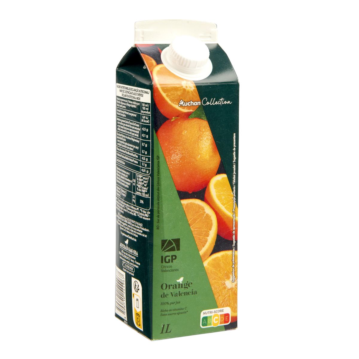 AUCHAN COLLECTION Pur jus de orange IGP Espagne brique 1l