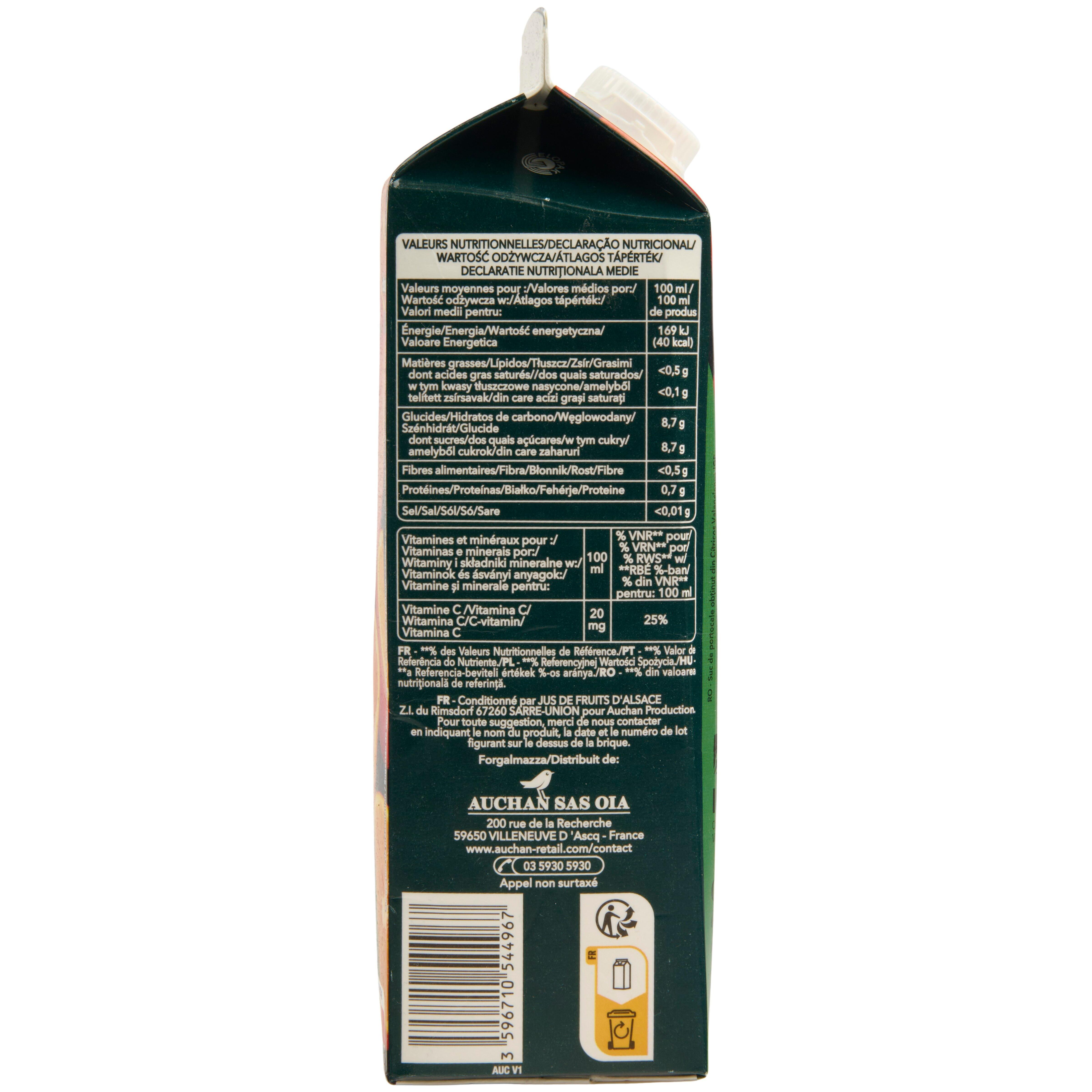 Voir la diapositive 3 : AUCHAN COLLECTION Pur jus de orange IGP Espagne brique 1l