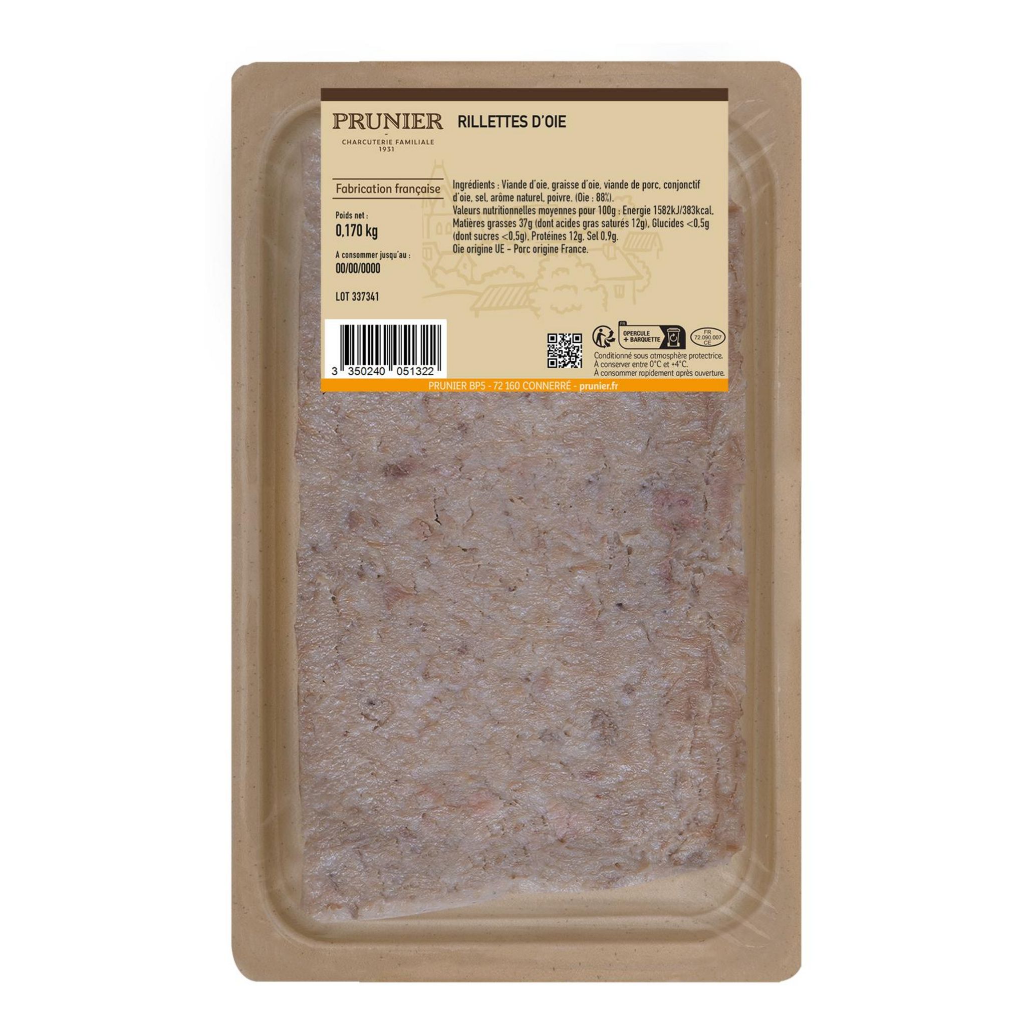 Voir la diapositive 2 : PRUNIER Tranche de rillettes d'oie 170g