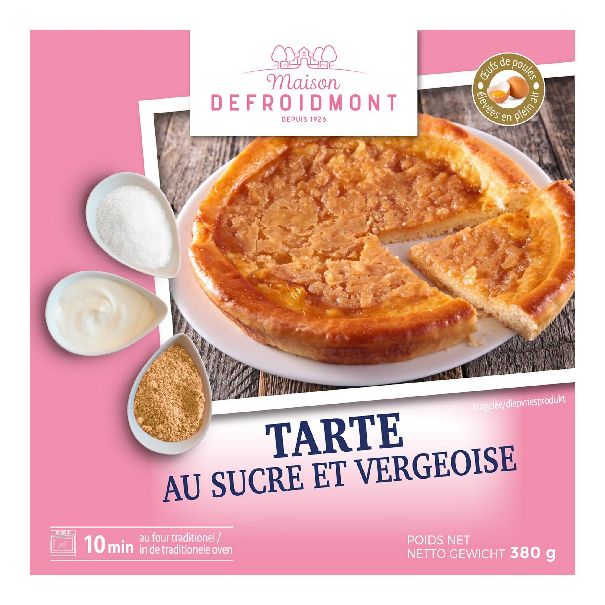 MAISON DEFROIDMONT Tarte au sucre et vergeoise avec crème fraîche 380g