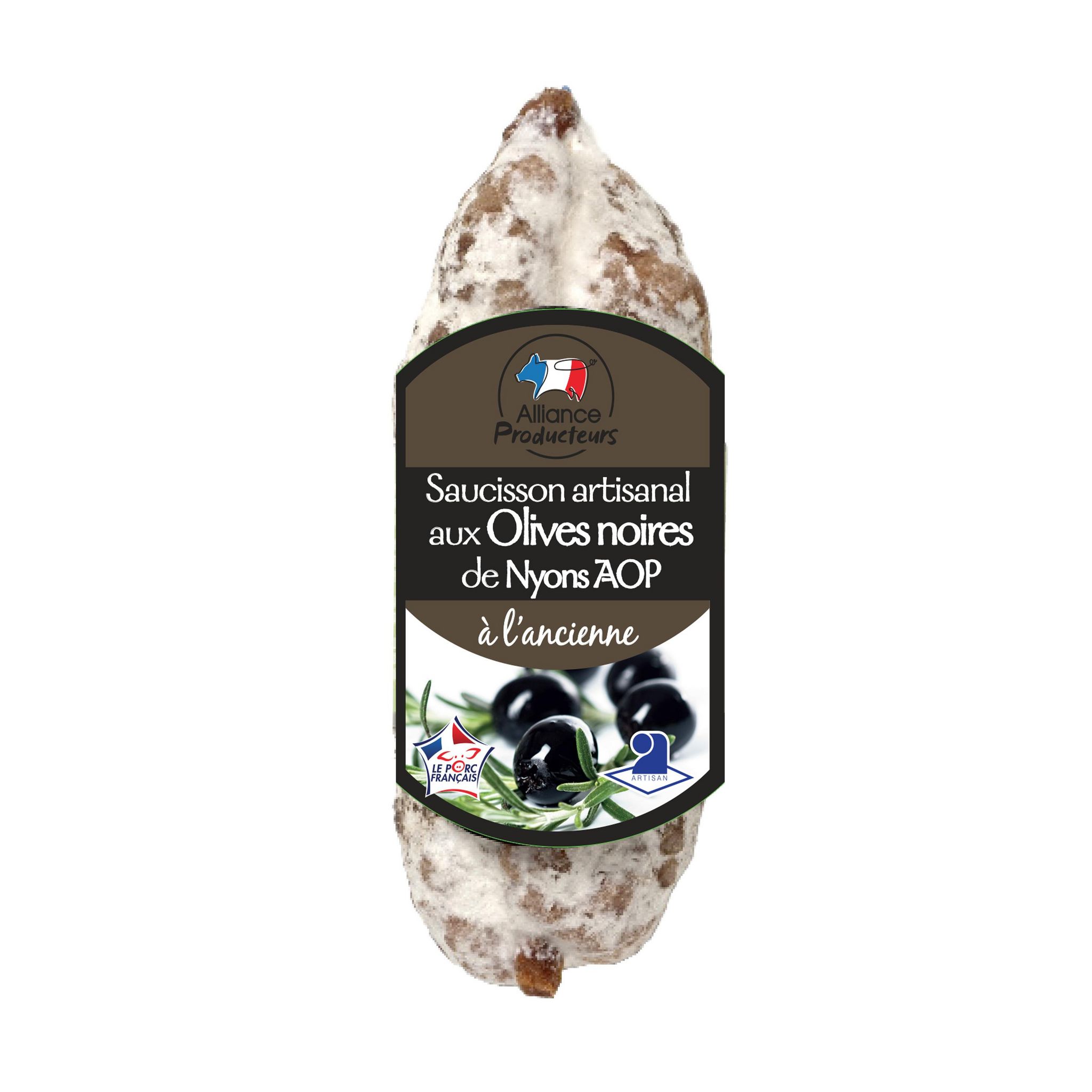 ALLIANCE PRODUCTEUR Saucisson artisanal aux Olives noires de Nyons AOP à l'ancienne 180g