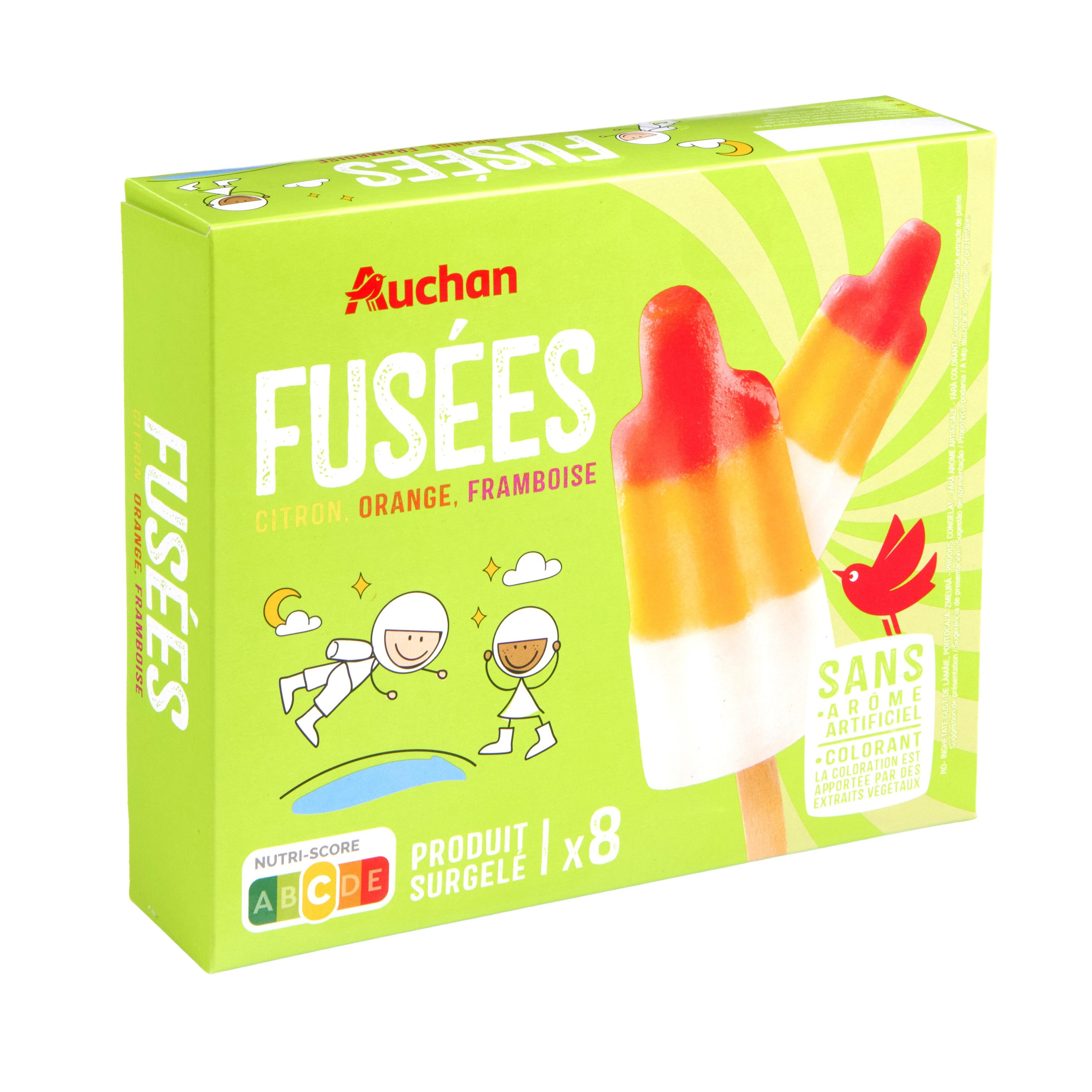 Voir la diapositive 2 : AUCHAN Bonbons fusées aux fruits 8 pièces