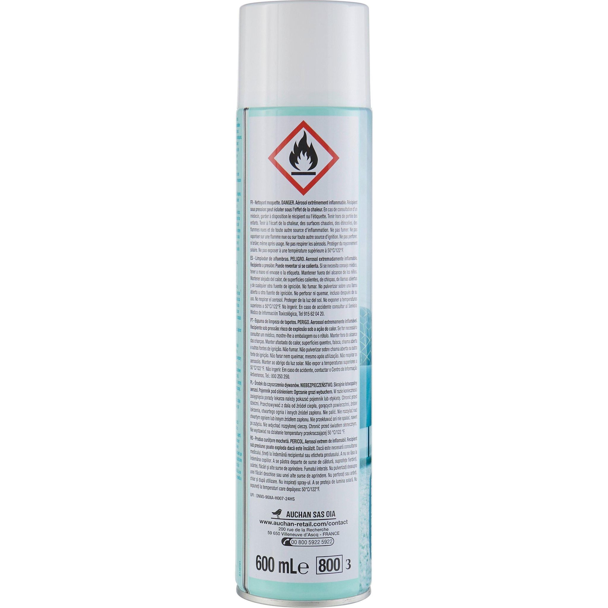 Voir la diapositive 2 : AUCHAN Nettoyant aérosol tapis et moquettes 600ml