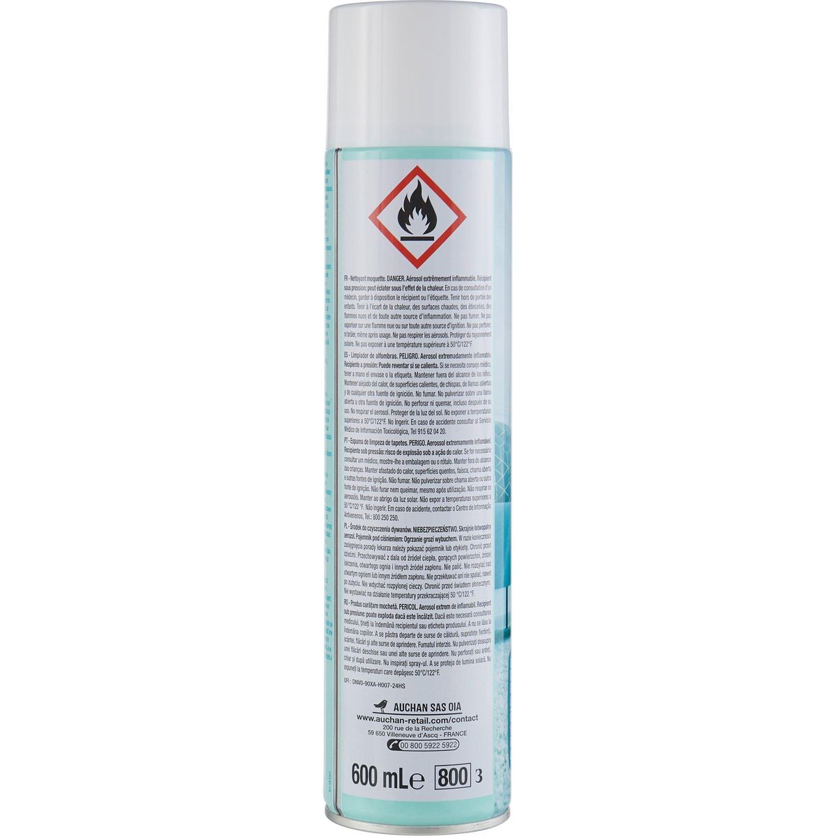 AUCHAN Nettoyant aérosol tapis et moquettes 600ml