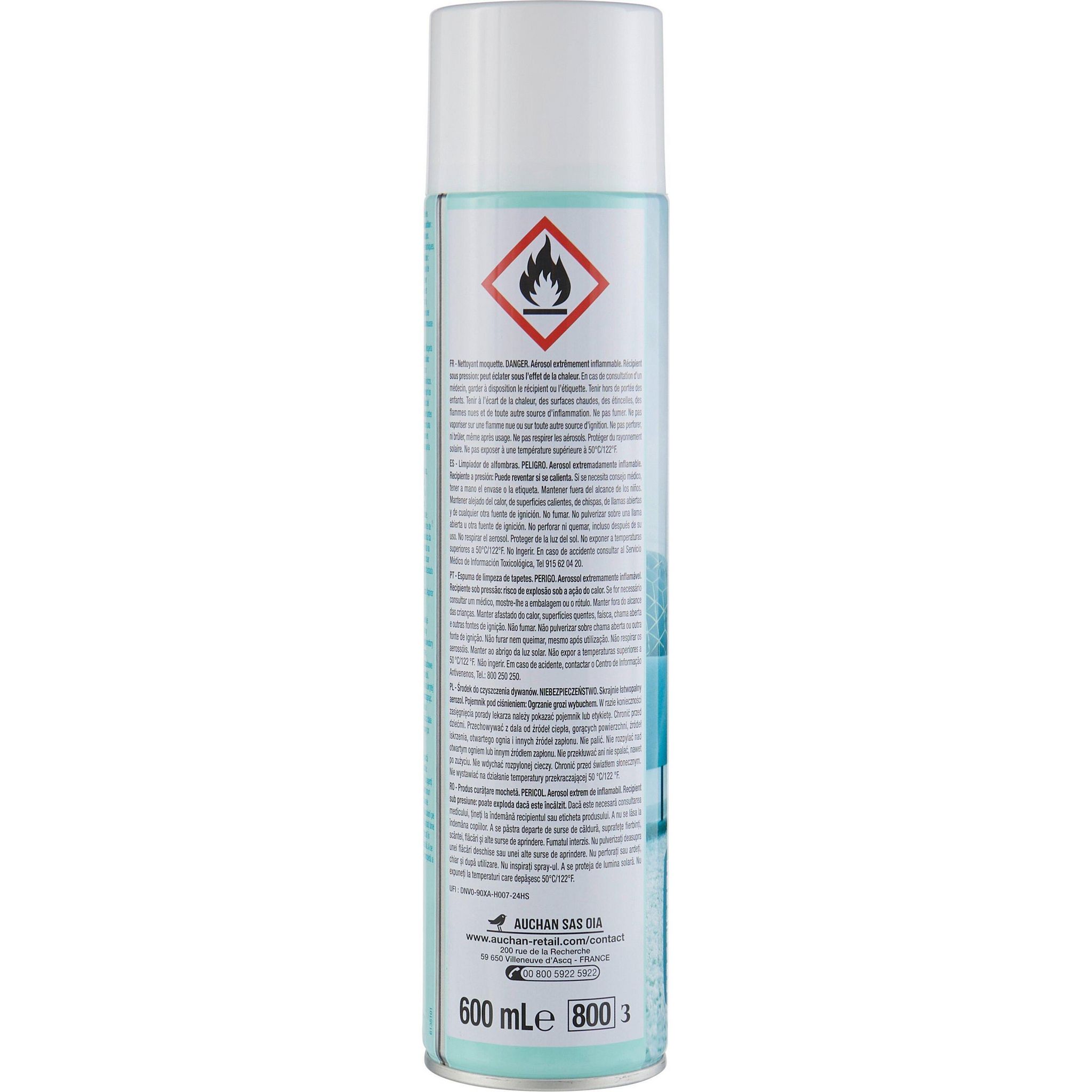 Voir la diapositive 4 : AUCHAN Nettoyant aérosol tapis et moquettes 600ml