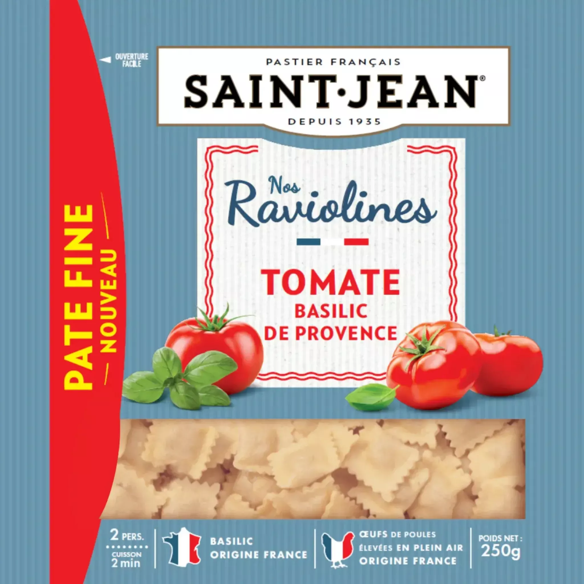 SAINT JEAN Raviolines tomate basilic de Provence 2 parts 250g