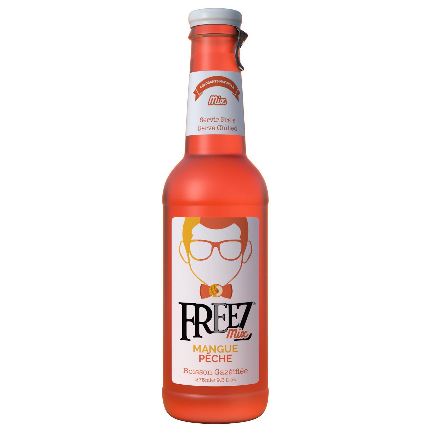 Voir la diapositive 2 : FREEZ MIX Boisson gazéifiée aromatisée saveur mangue pêche 27.5cl