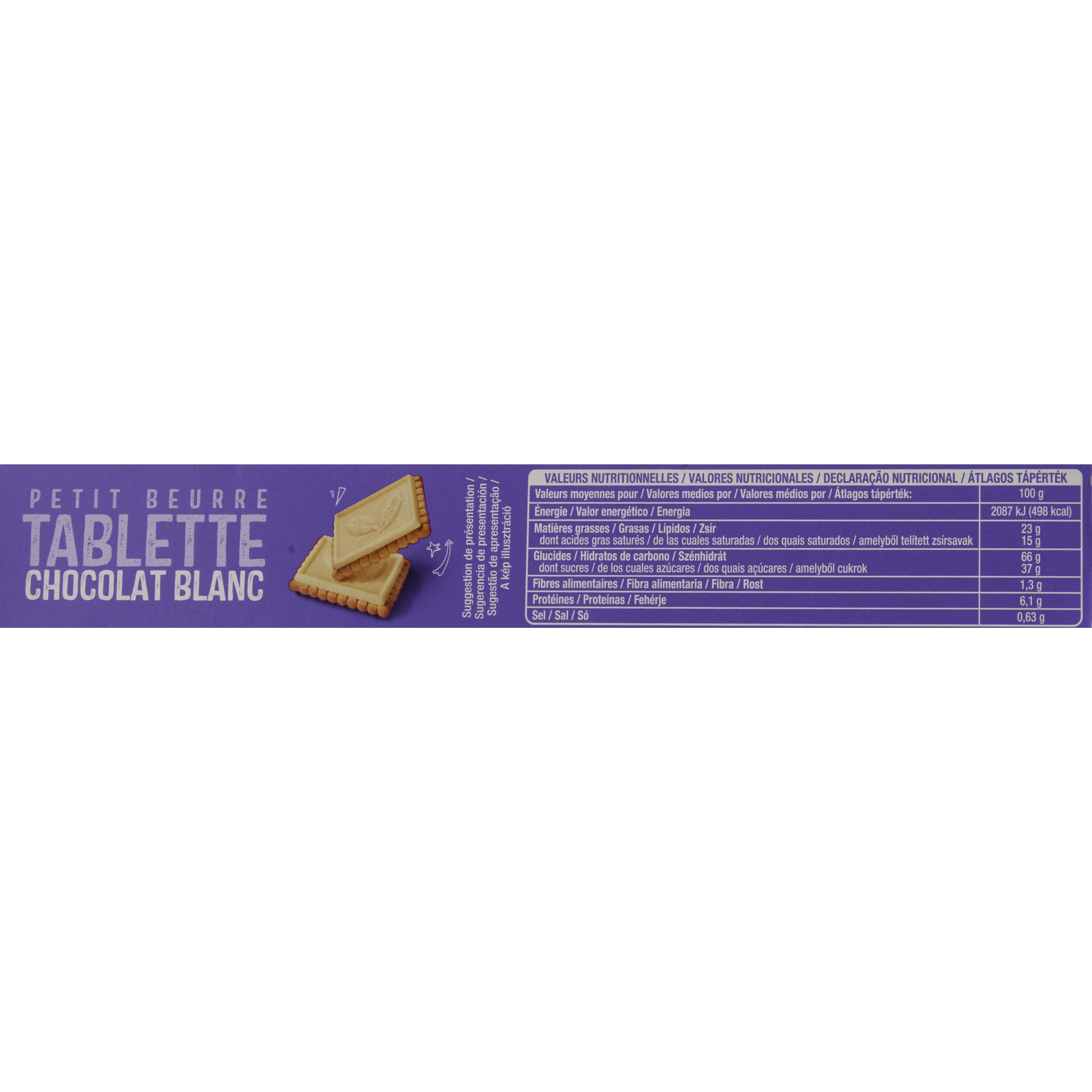 Voir la diapositive 3 : AUCHAN Petit beurre nappés au chocolat blanc 4x150g 600g