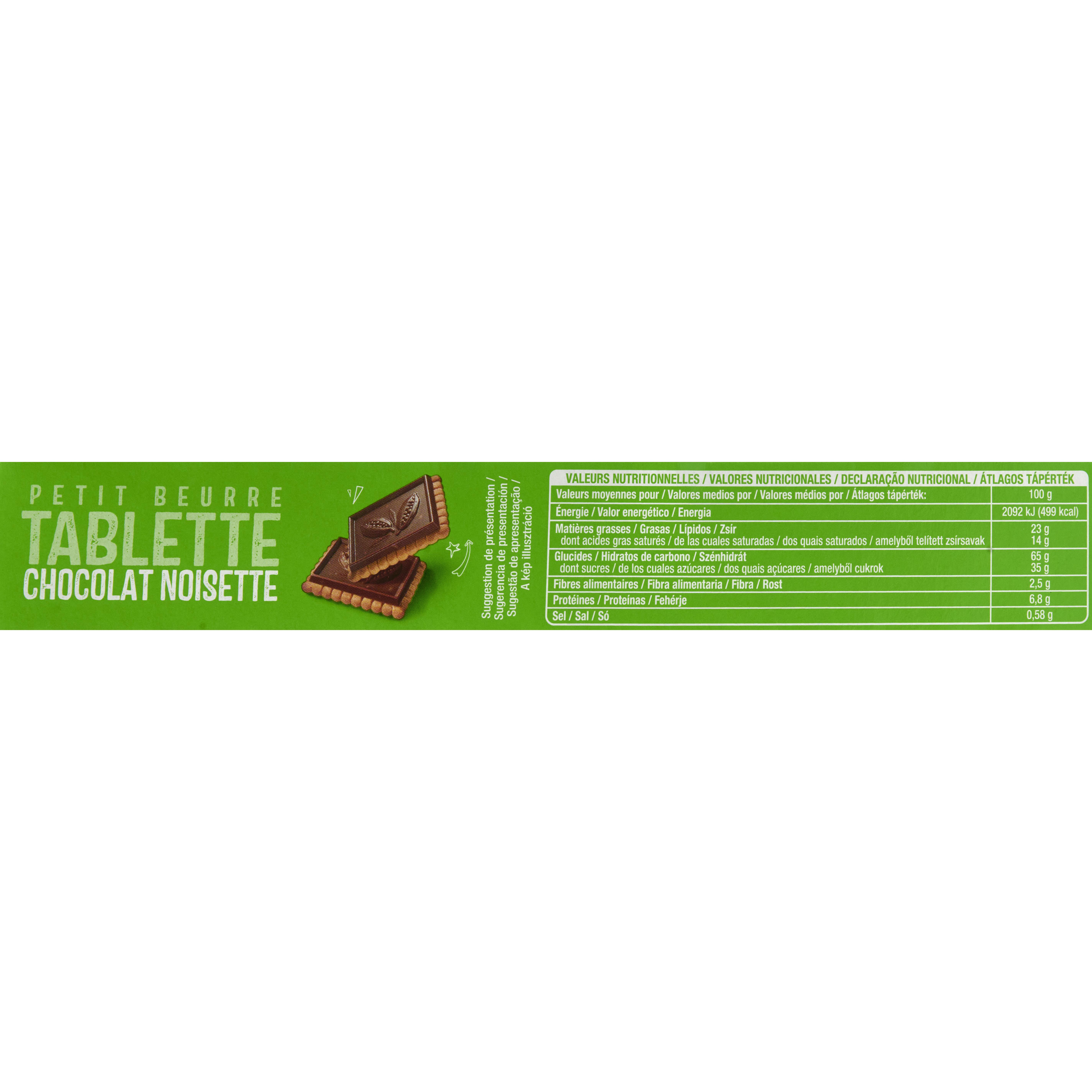 Voir la diapositive 2 : AUCHAN Biscuits petit beurre chocolat noisette 4x150g