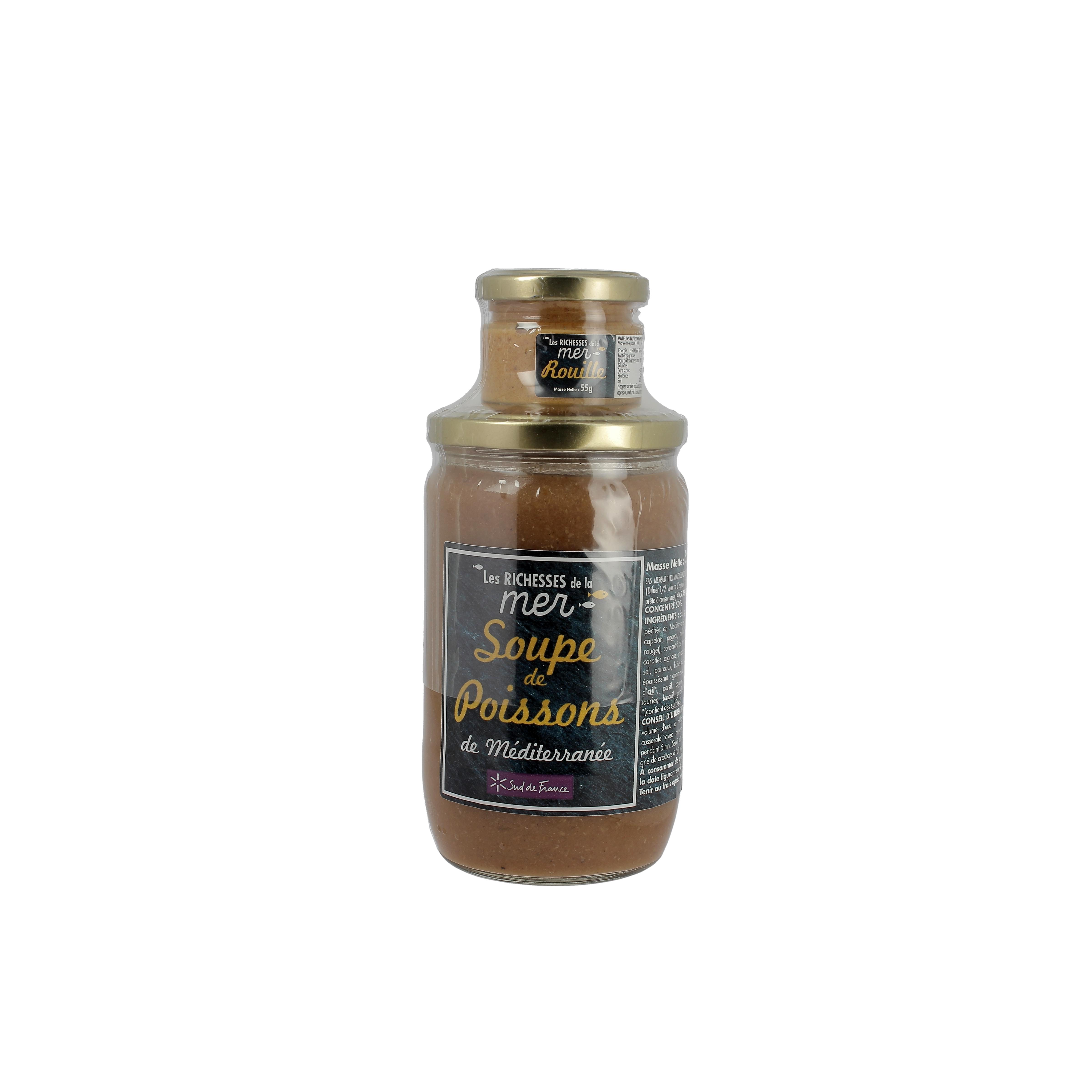 Voir la diapositive 2 : LES RICHESSES DE LA MER Lot soupe de poisson et rouille 650g+90g