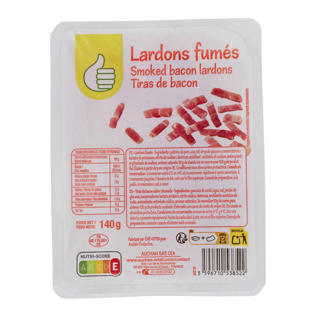 POUCE Lardons fumé 140g