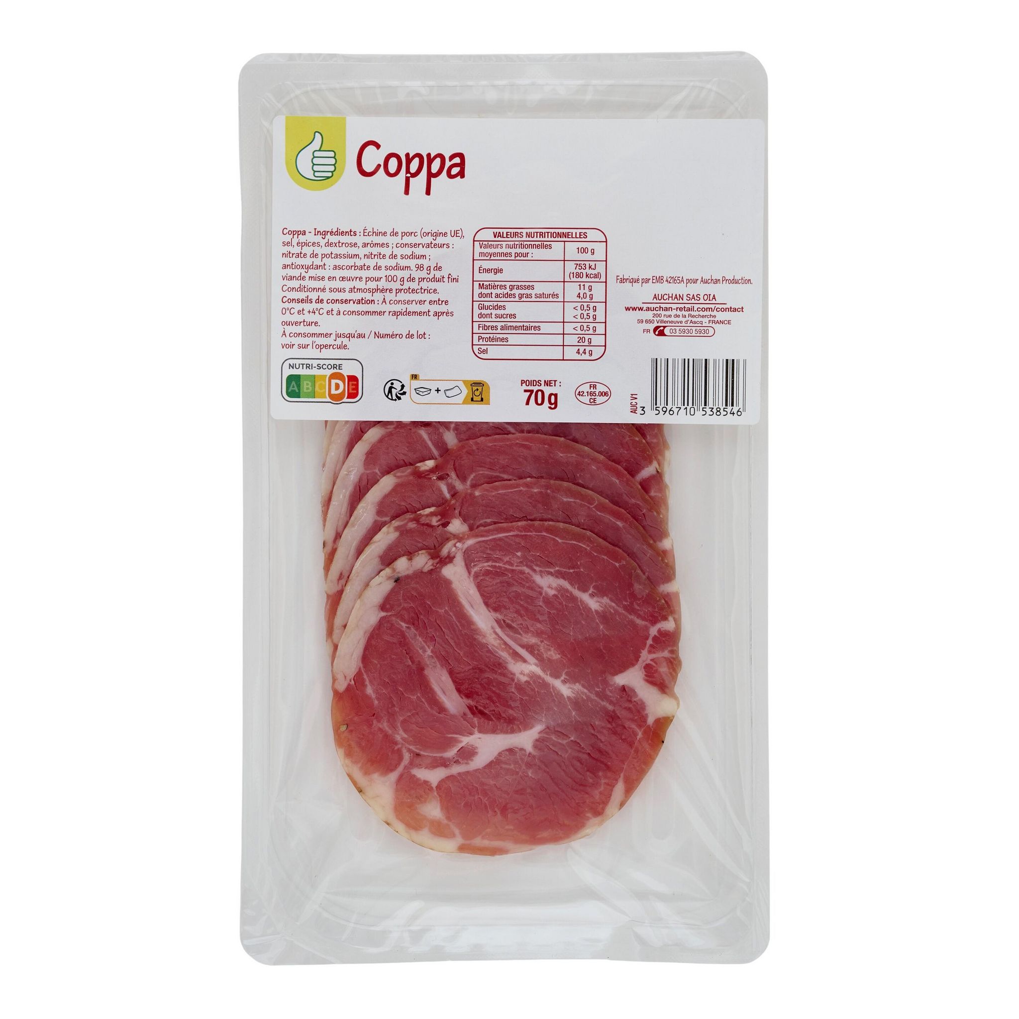 Voir la diapositive 2 : POUCE Coppa saucisson 70g