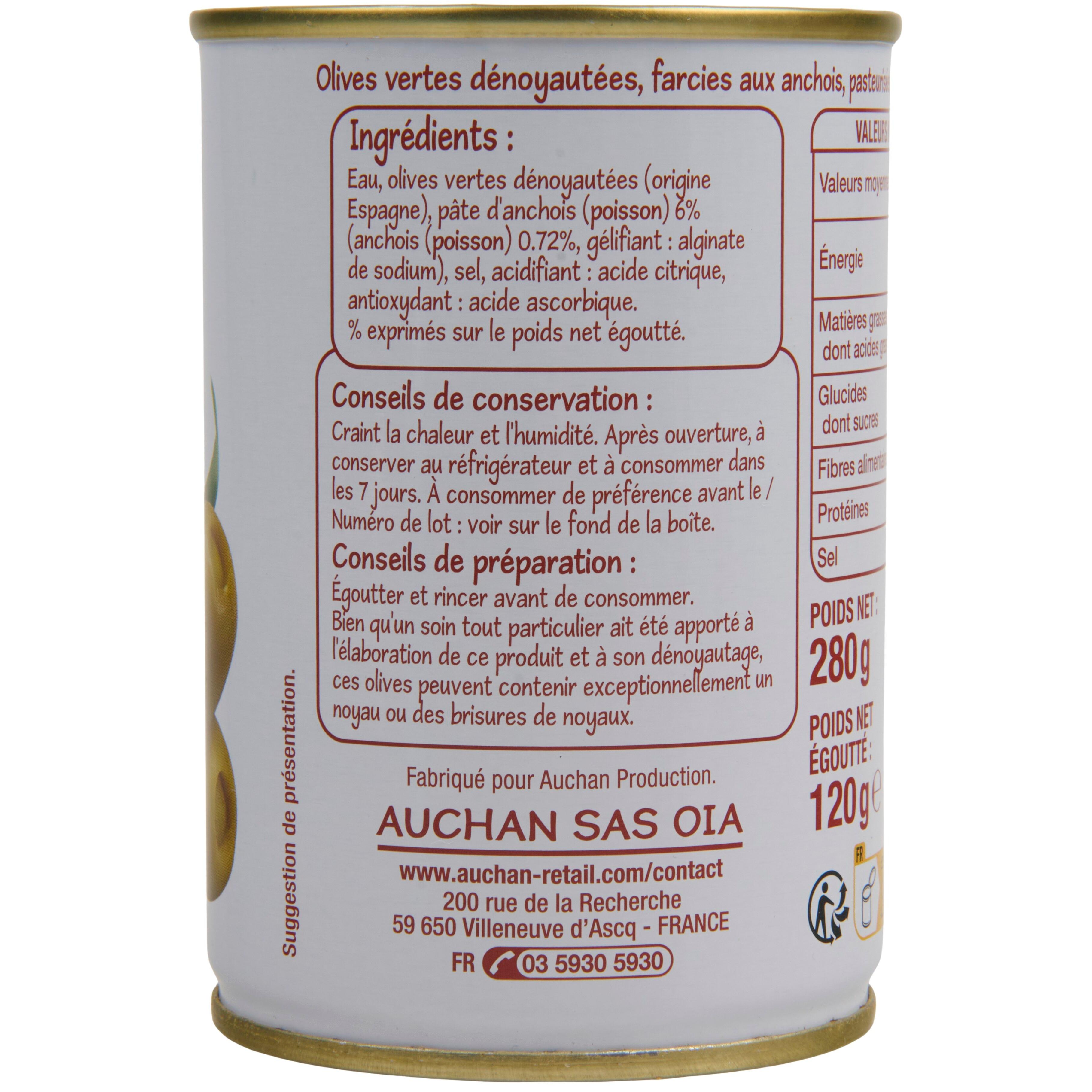 Voir la diapositive 2 : POUCE Olives farcies aux anchois 280g