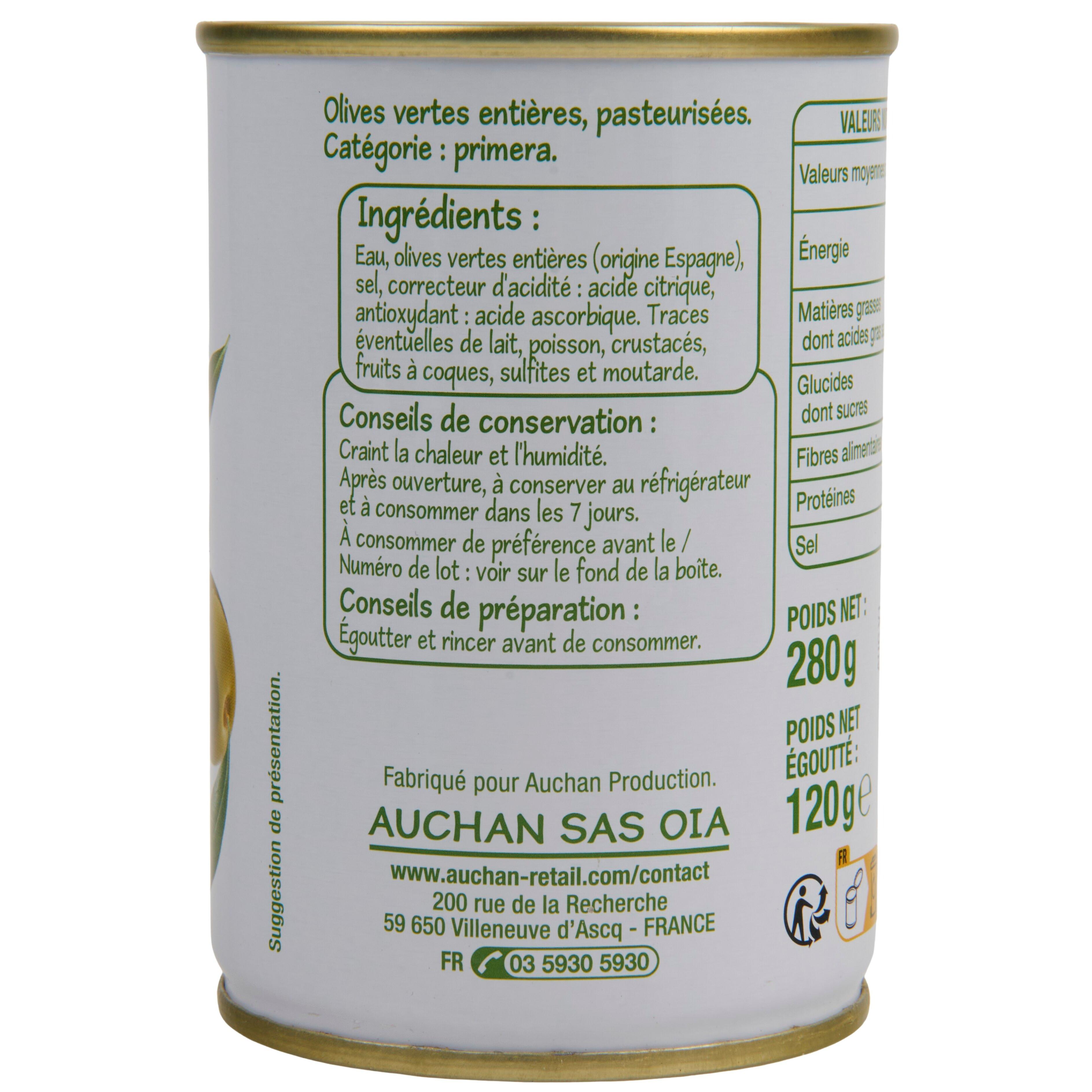 Voir la diapositive 2 : POUCE Olives vertes entières 280g