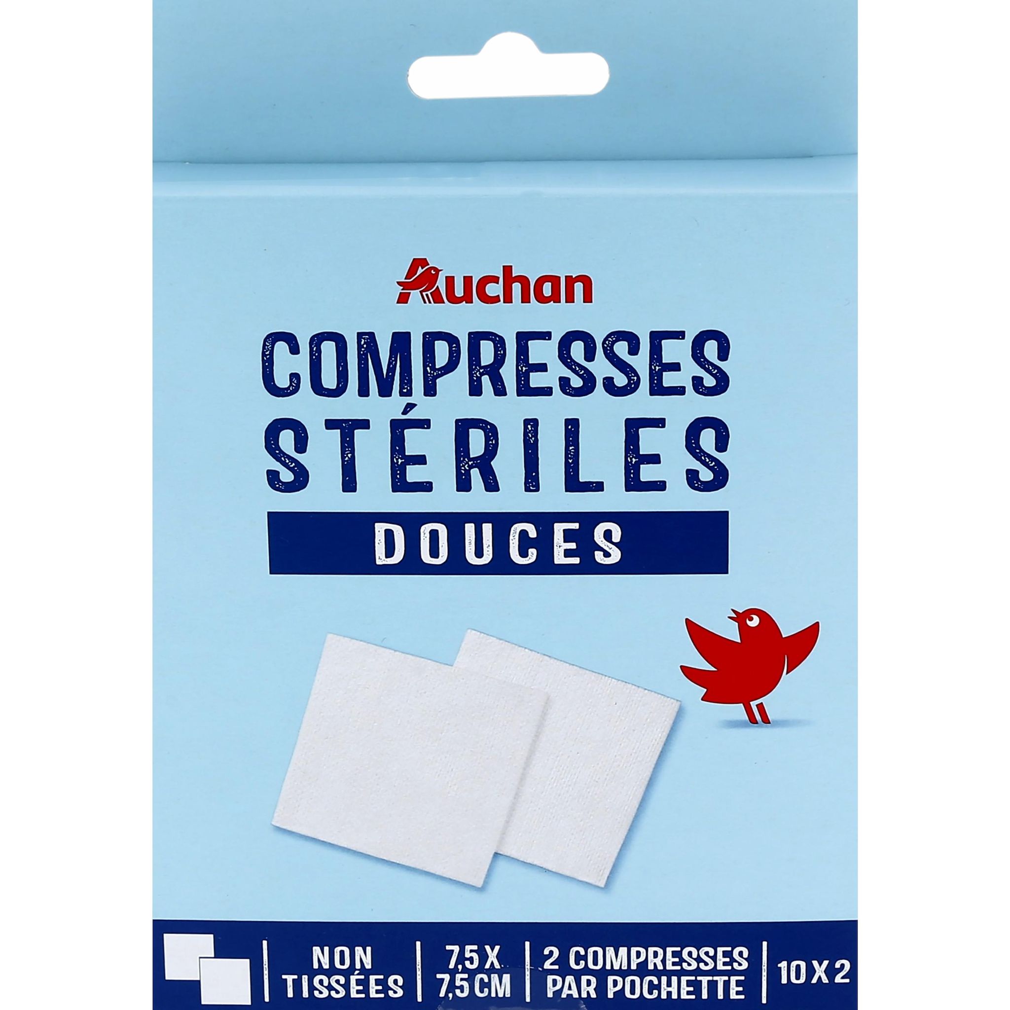 AUCHAN Compresses stériles douces 10x2 compresses
