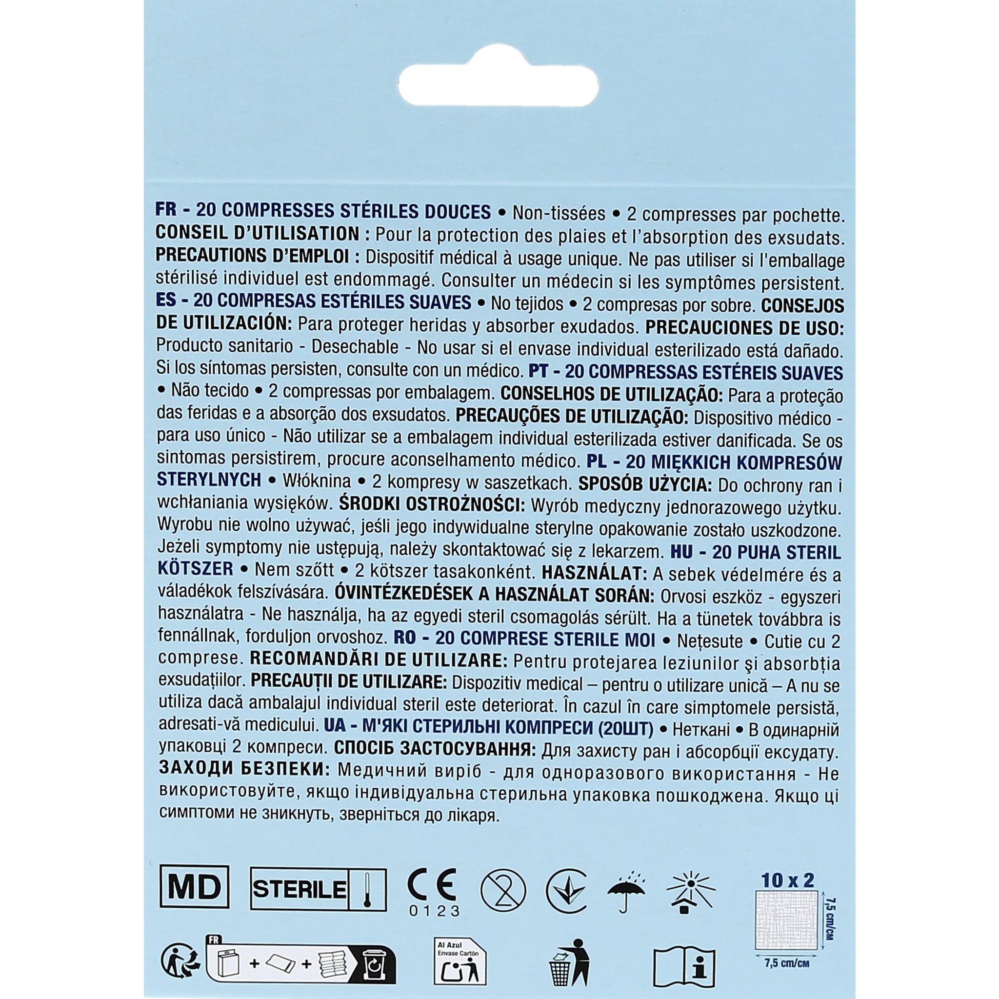Voir la diapositive 3 : AUCHAN Compresses stériles douces 10x2 compresses