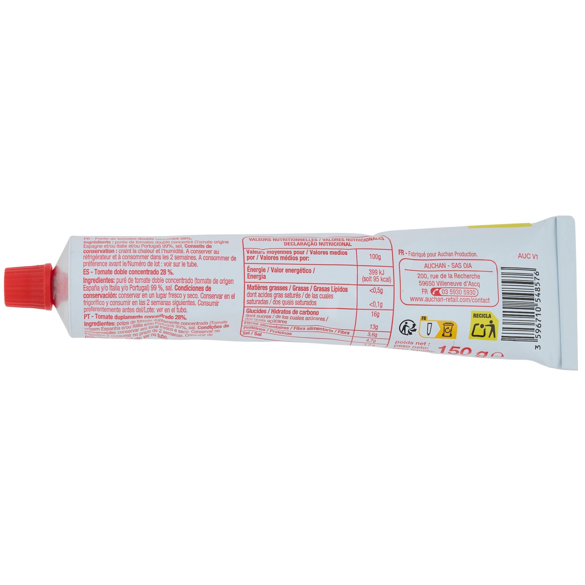 Voir la diapositive 2 : POUCE Double concentré de tomates en tube 150g
