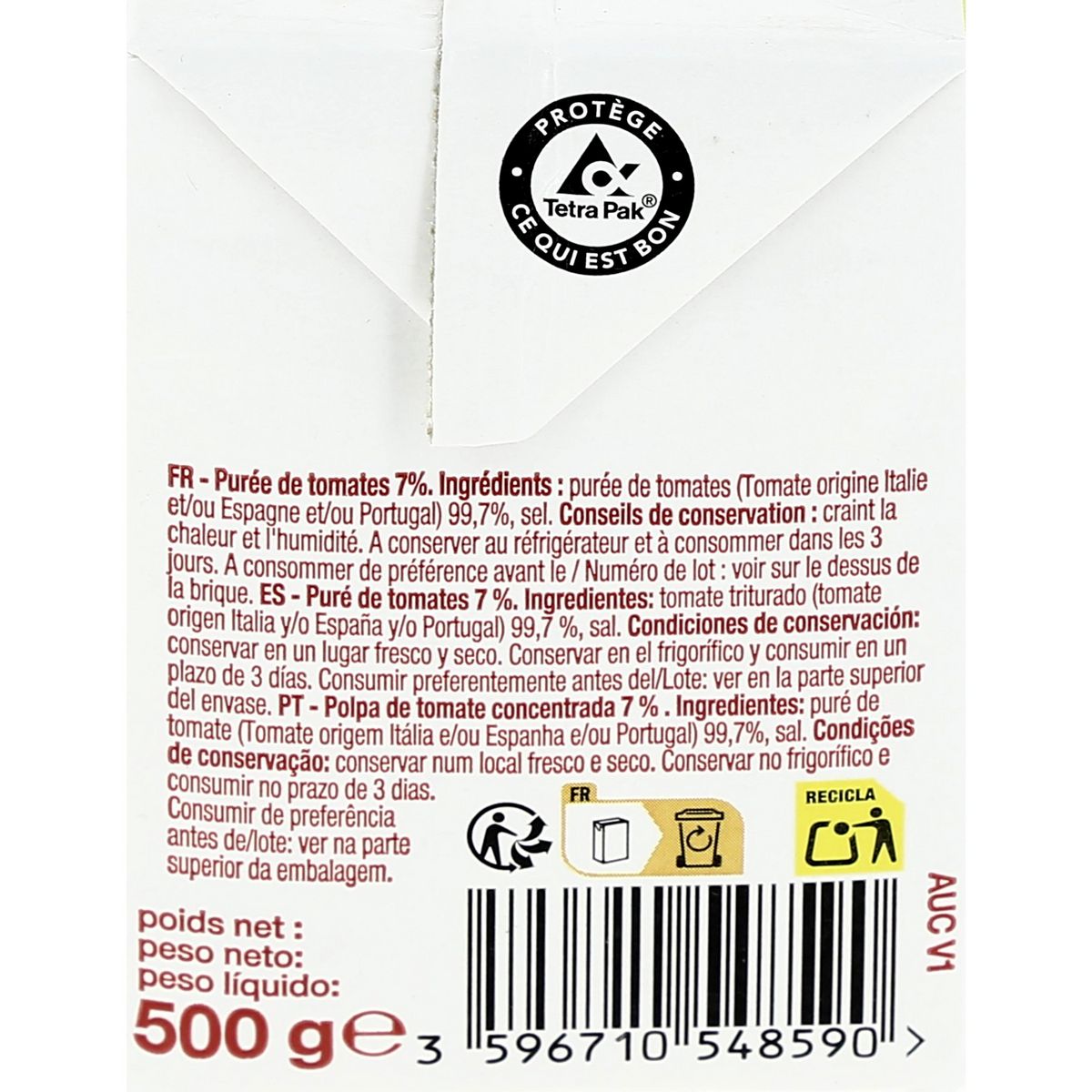 POUCE Purée de tomate brique 500g