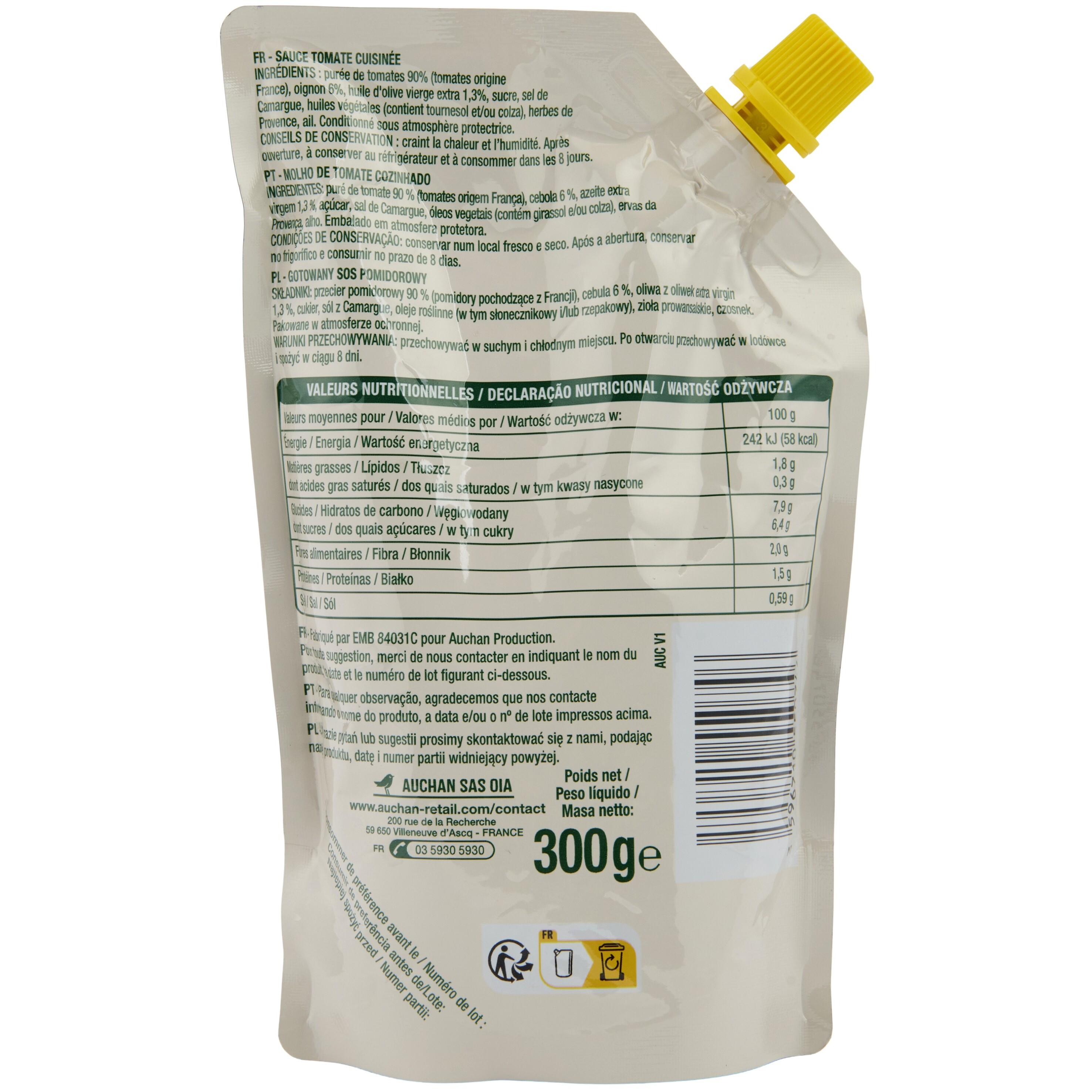 Voir la diapositive 2 : AUCHAN Sauce pizza doypack 300g