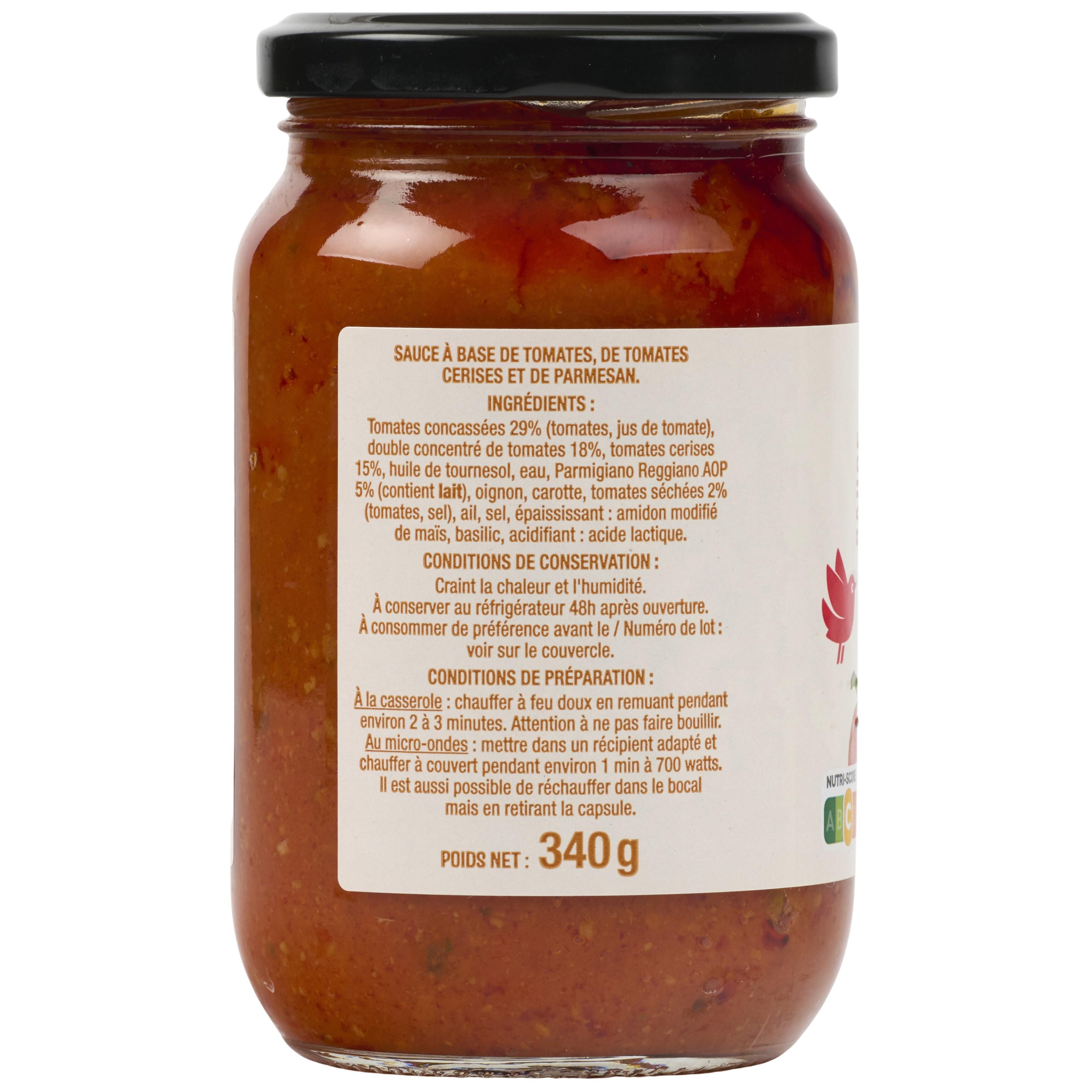 Voir la diapositive 4 : AUCHAN Sauce tomates cerises parmesan 340g
